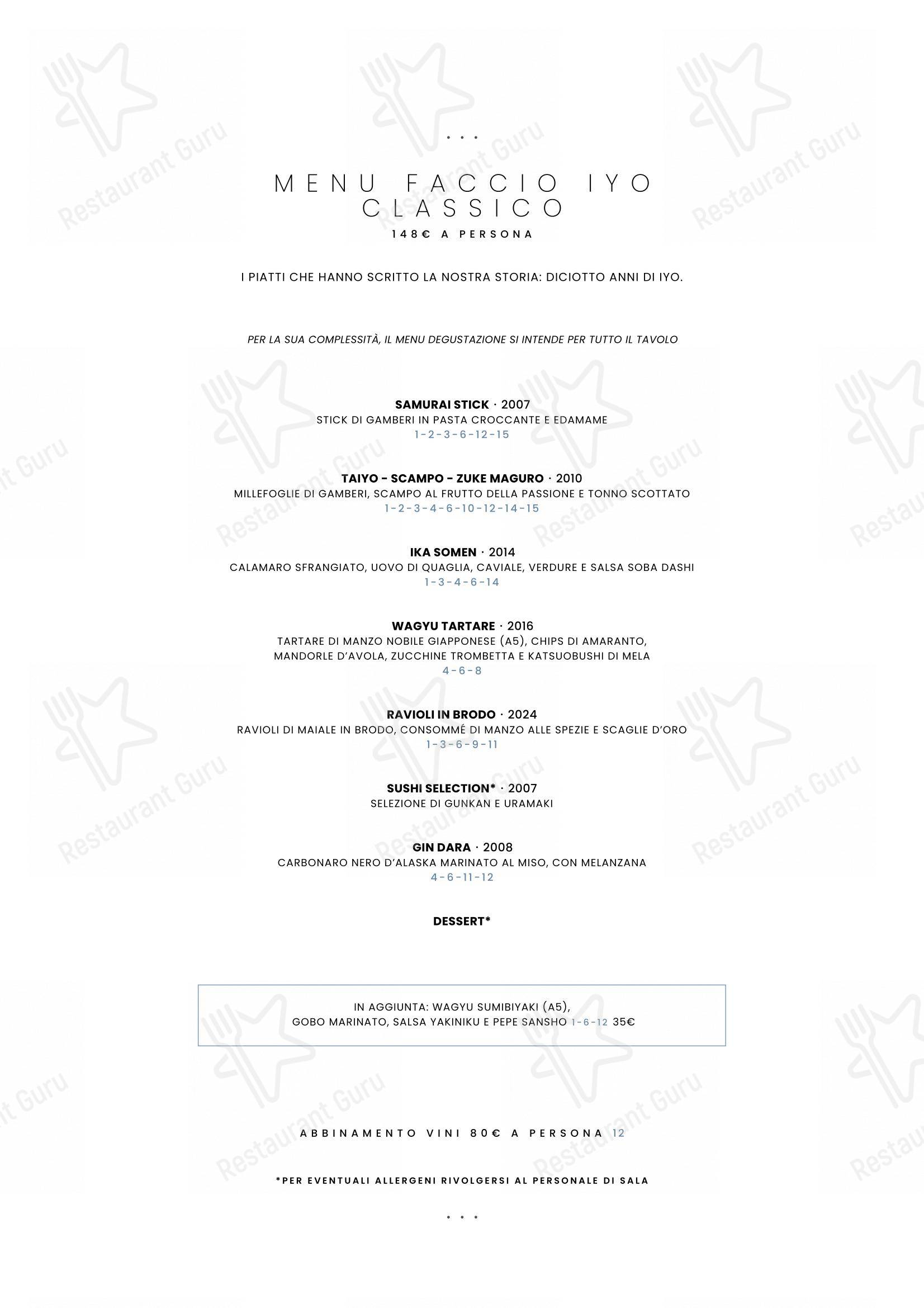 Menu per IYO Restaurant ristorante