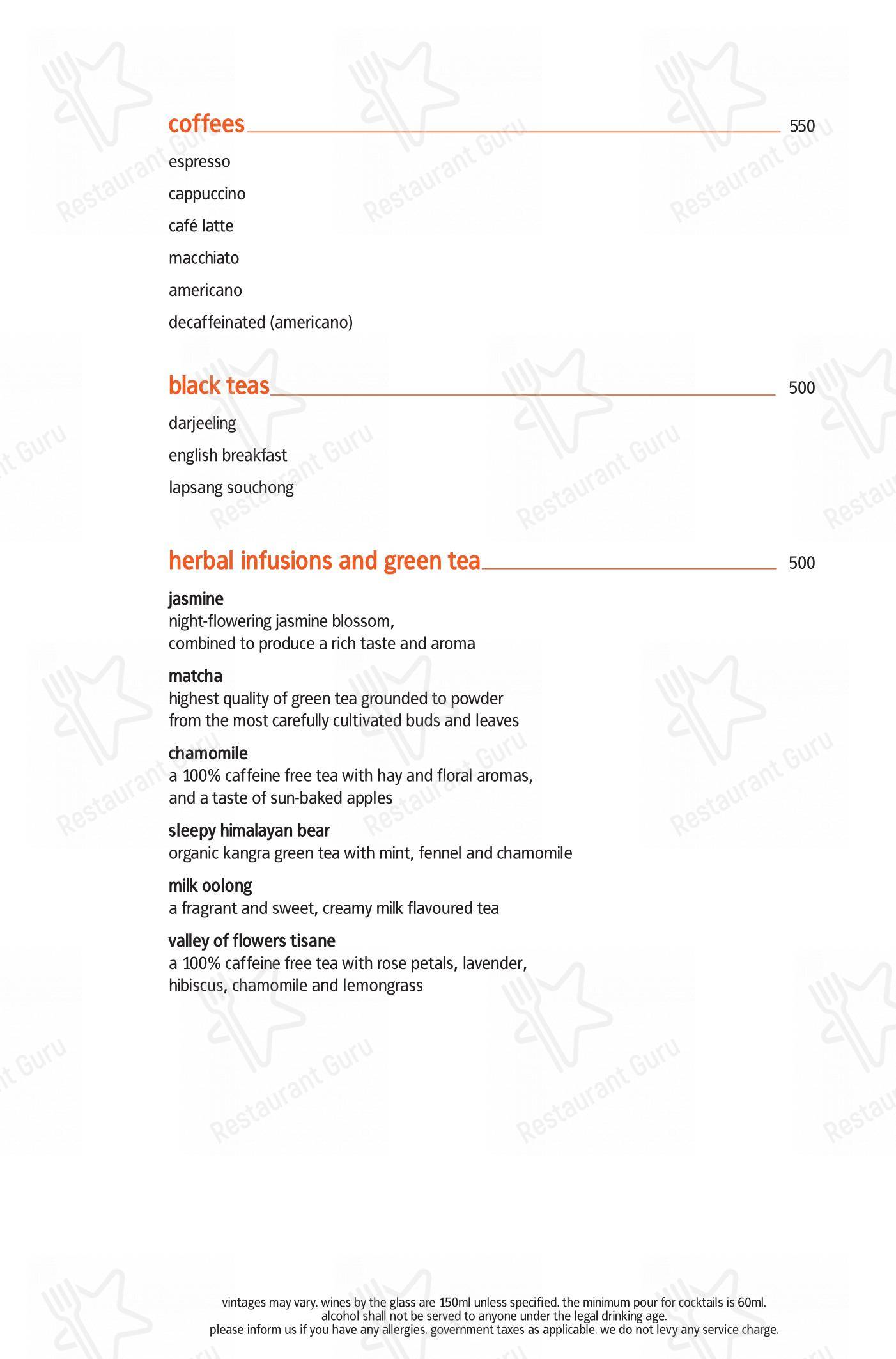 Lunch menu for Indian Accent in New Delhi