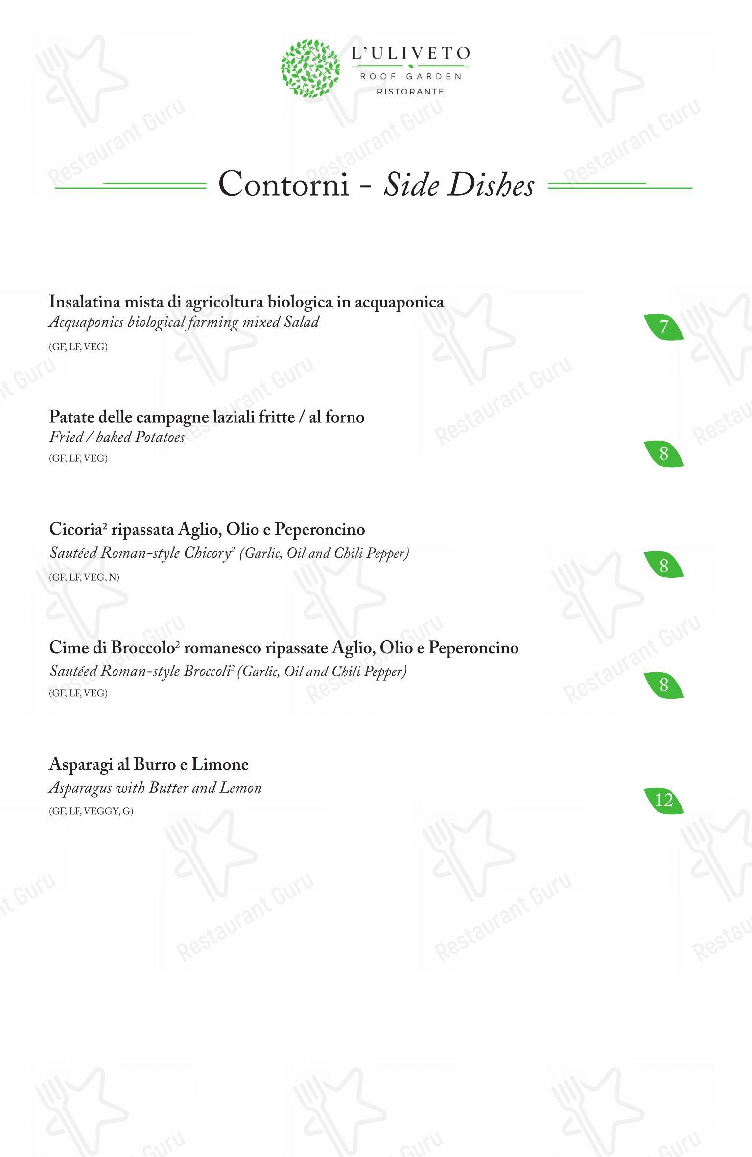 菜单 per L'Uliveto Roof Garden - Ristorante panoramico in Roma