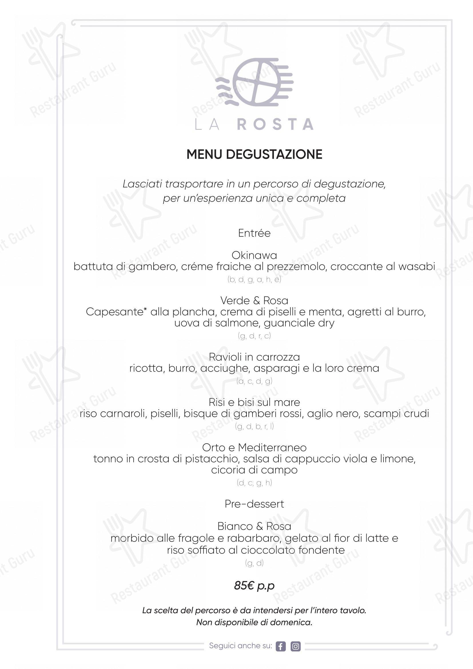 Menu per La Rosta in Quinto di Treviso