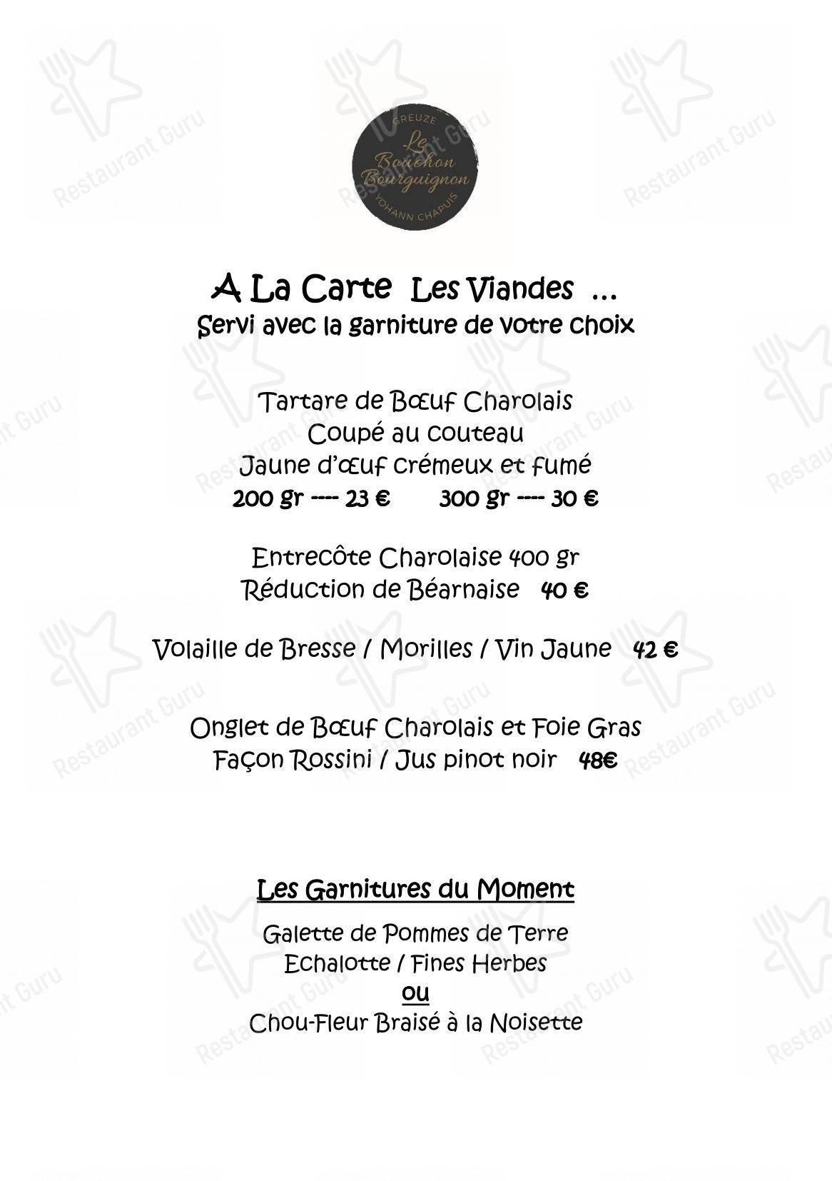 Breakfast Menu pour Maison Greuze Le Bouchon Bourguignon restaurant
