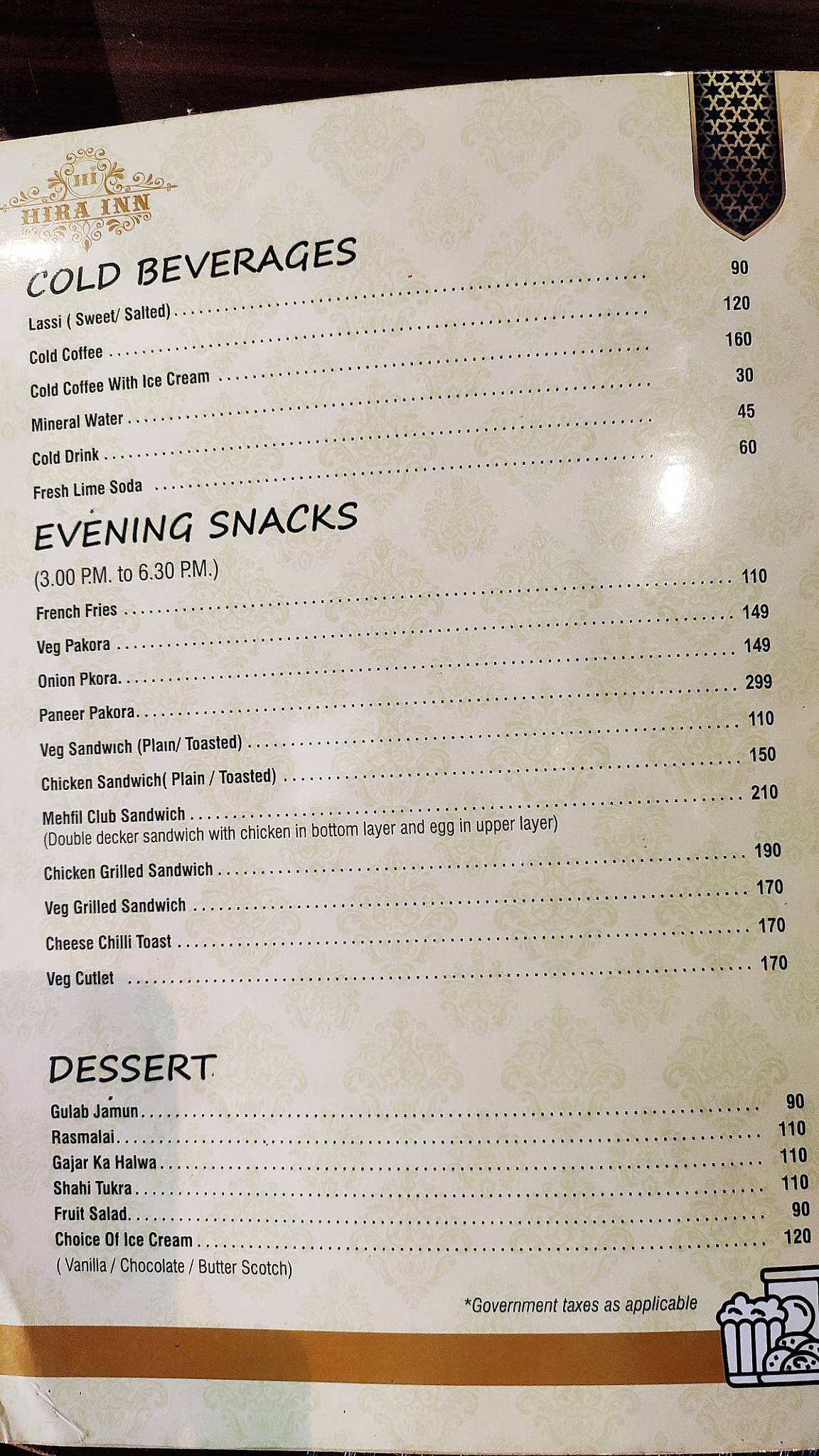 Mehfil Restaurant menu
