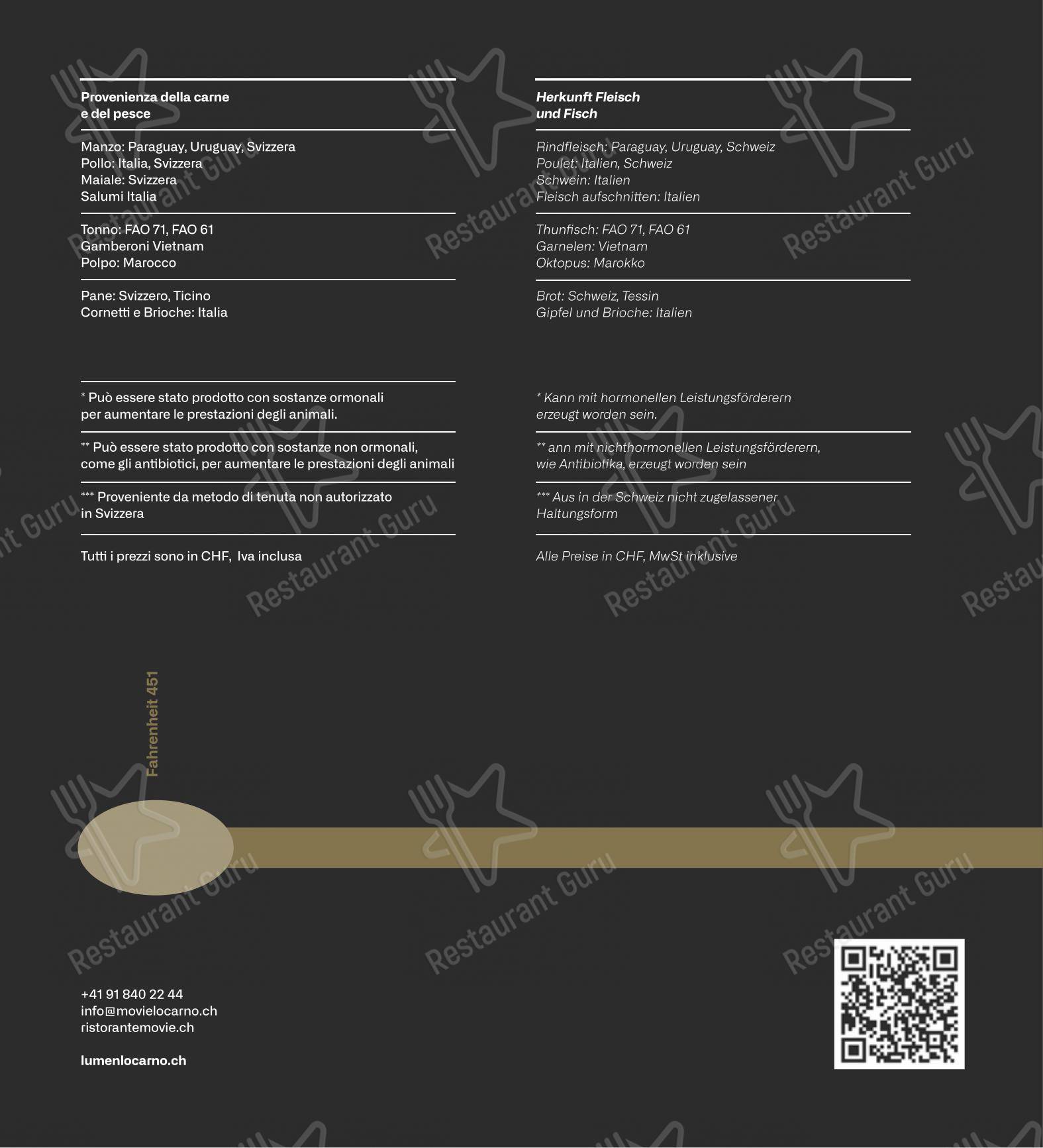 Menu di Movie Restaurant & Lounge - Menu bar