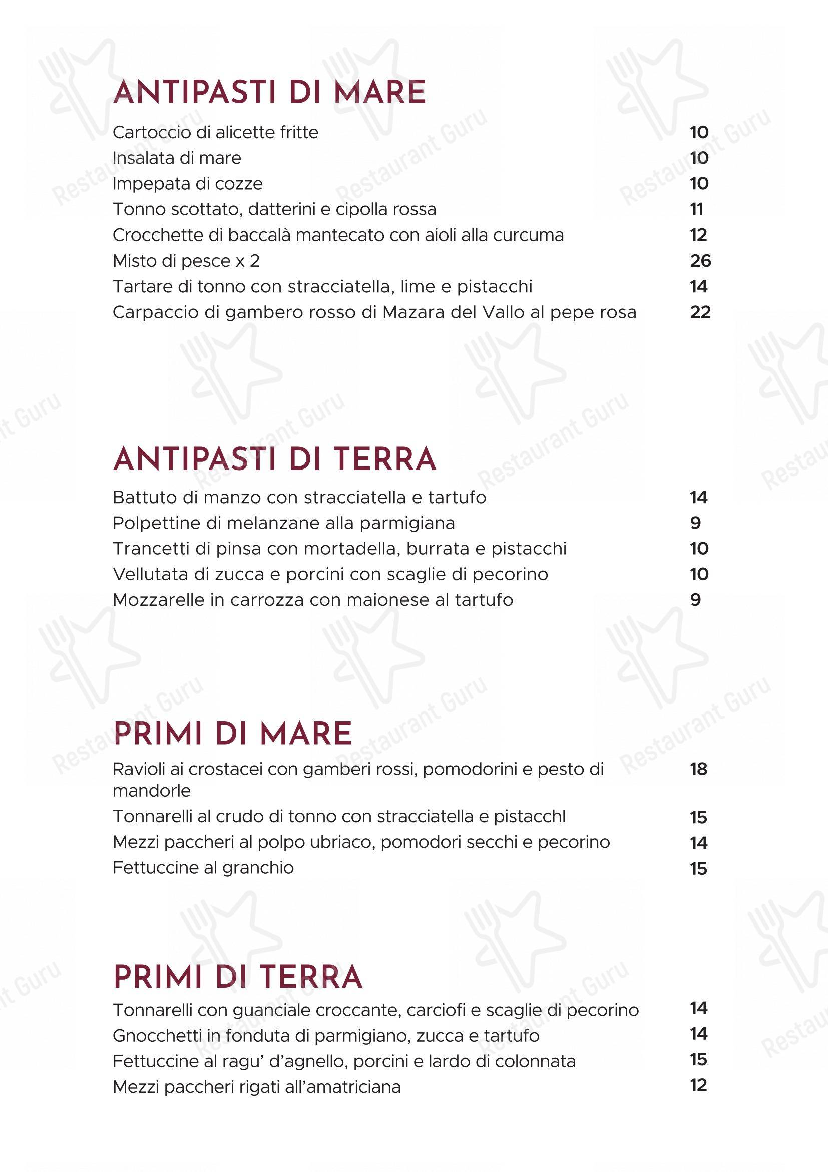 Menu bar per Patty Bistrò in Roma