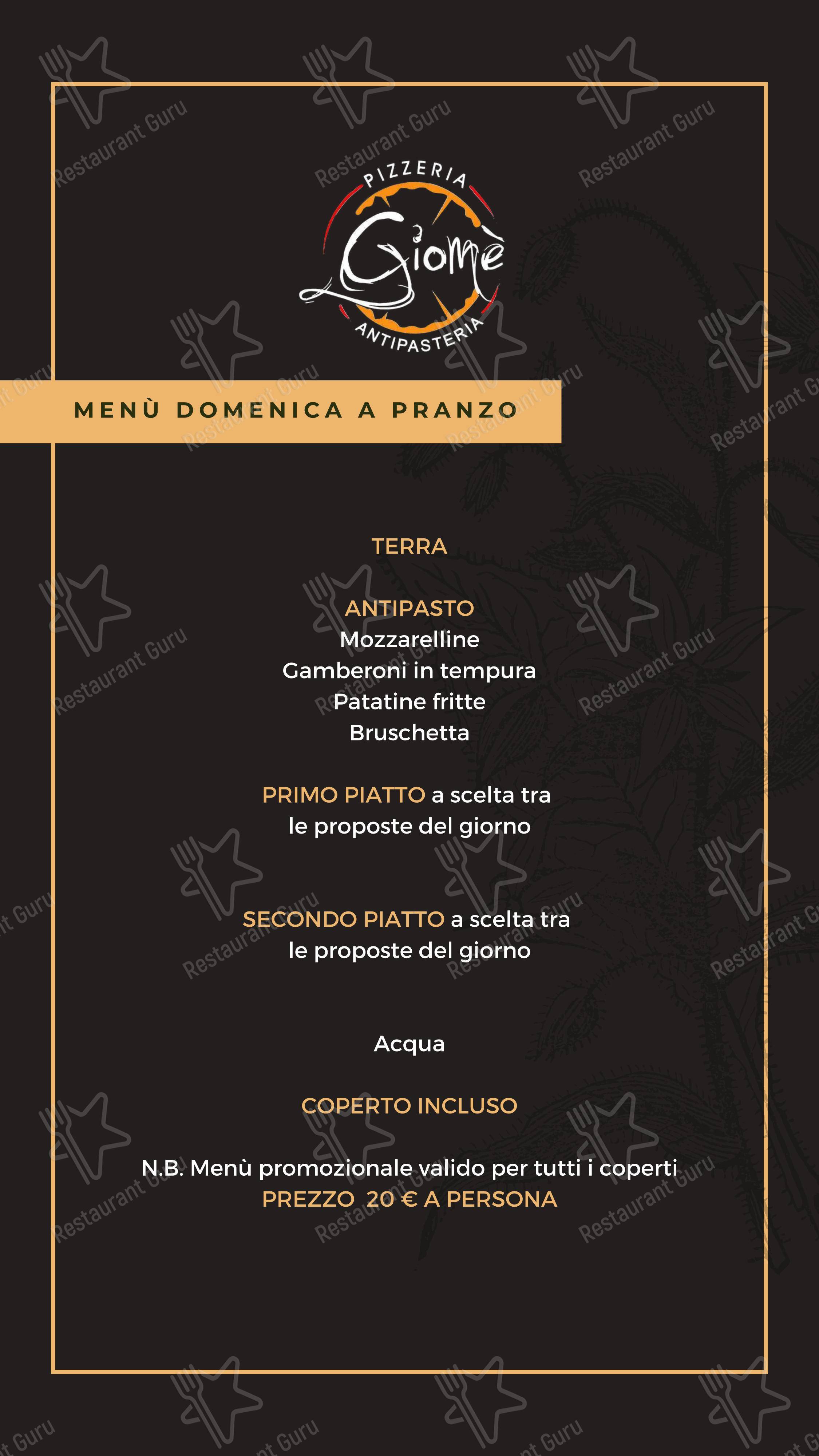 Menu per Pizzeria Antipasteria Giomè in Valenzano