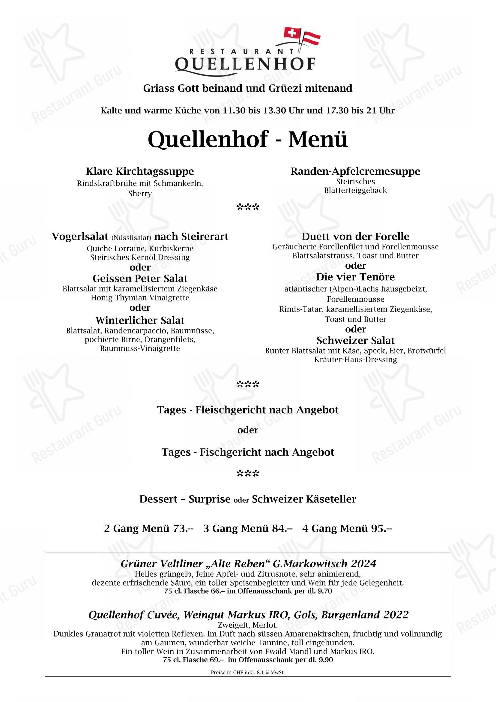 Quellenhof in Rapperswil-Jona - 菜单