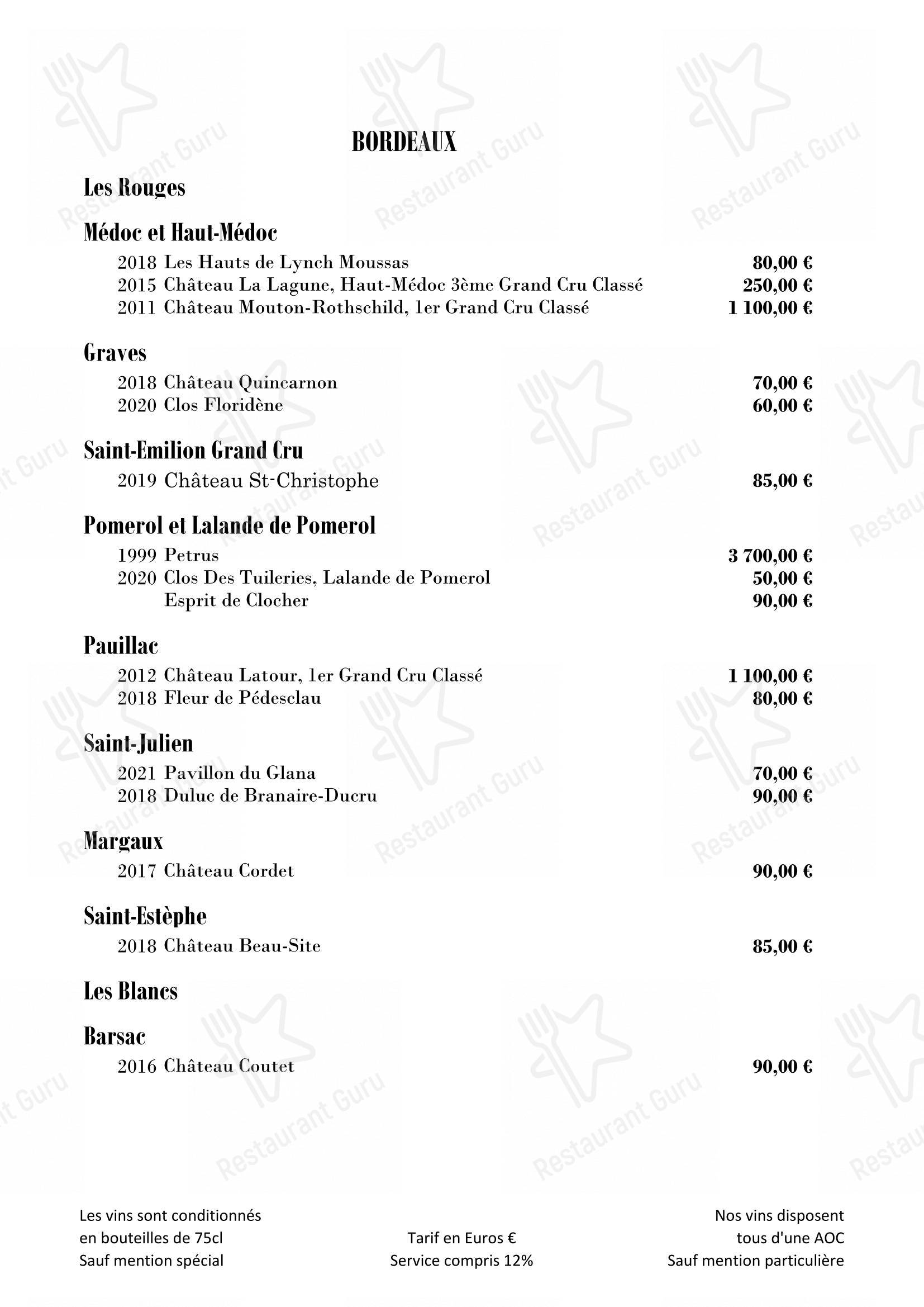 Menu pour A l'Échevin - Крафт меню