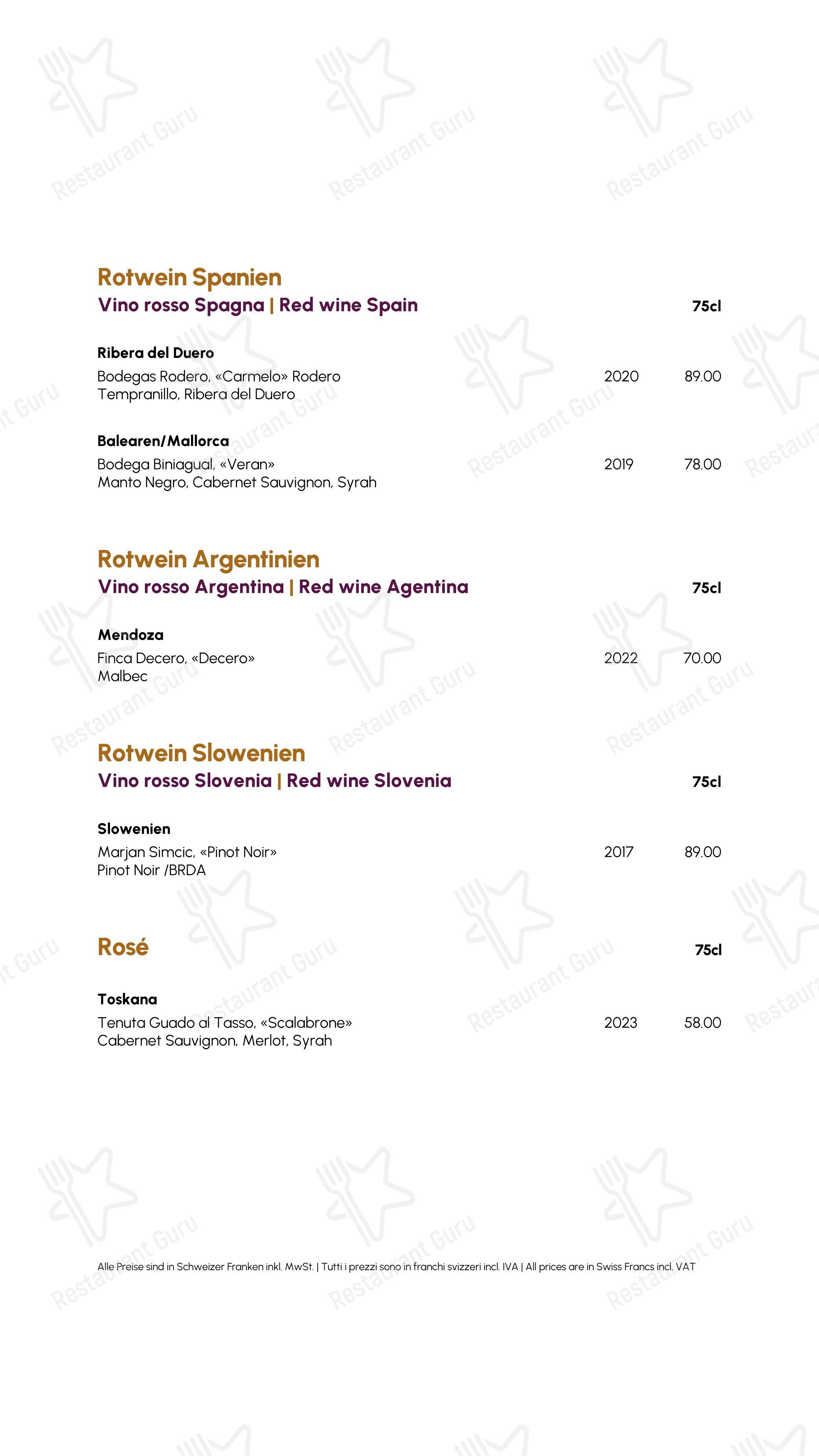 Menu di Restaurant Kuhstall - 菜单