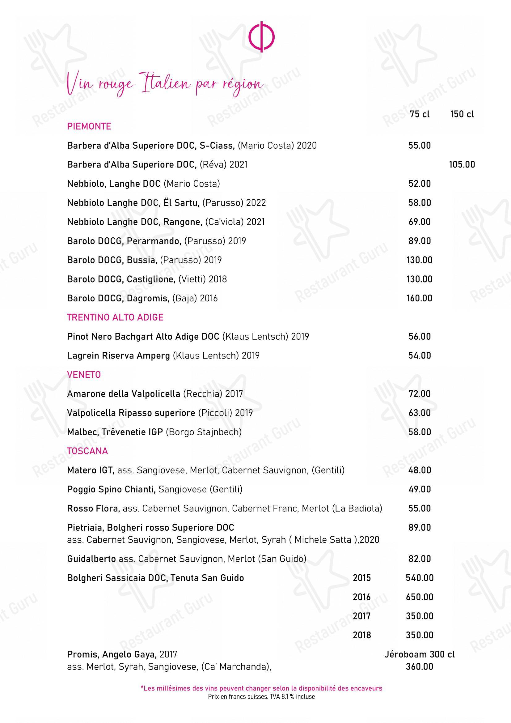 Restaurant Opéra Sion in Sion - Коктейльная карта