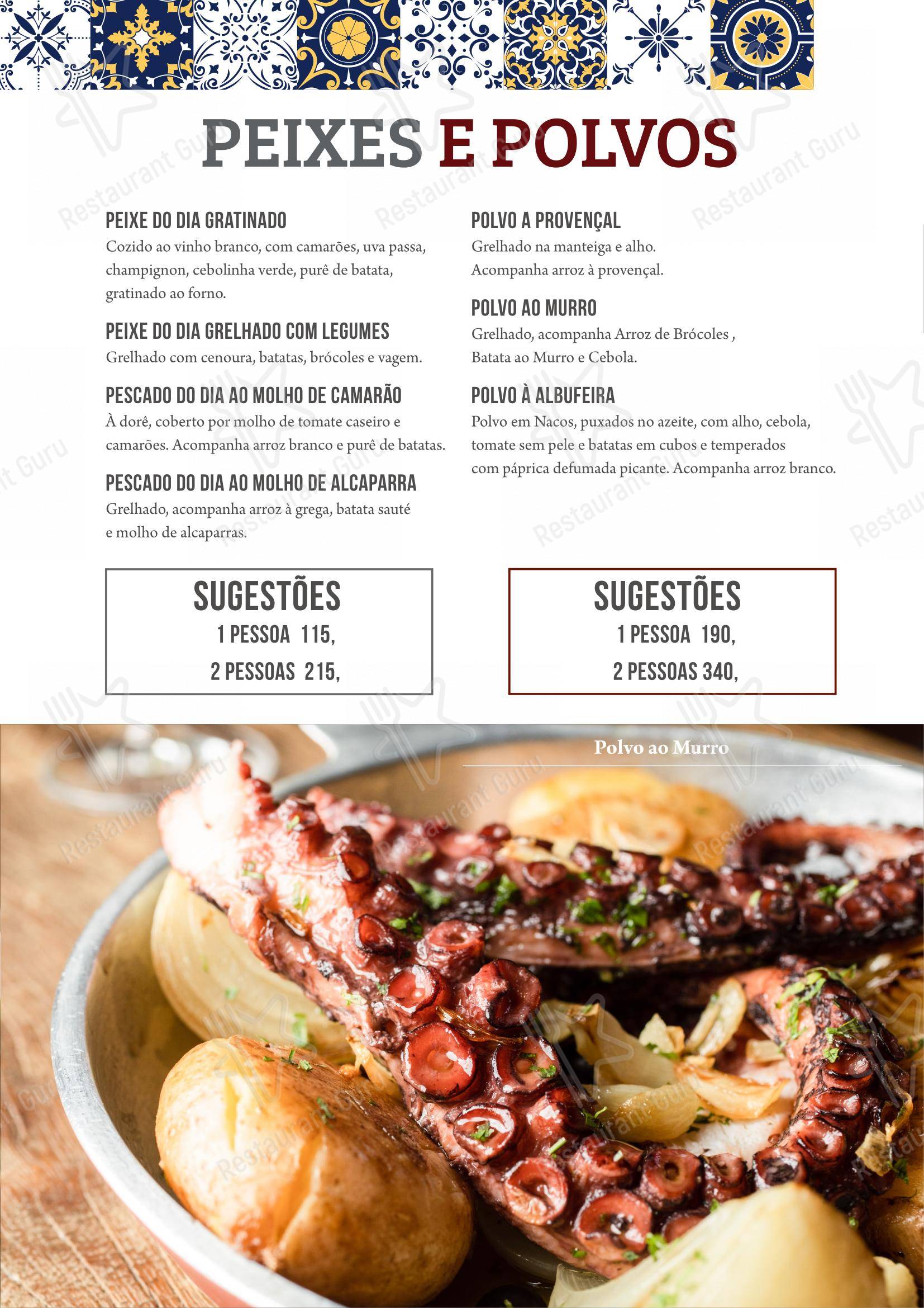 Restaurante Bacalhau, Vinho e Cia em São Paulo - Menu bar