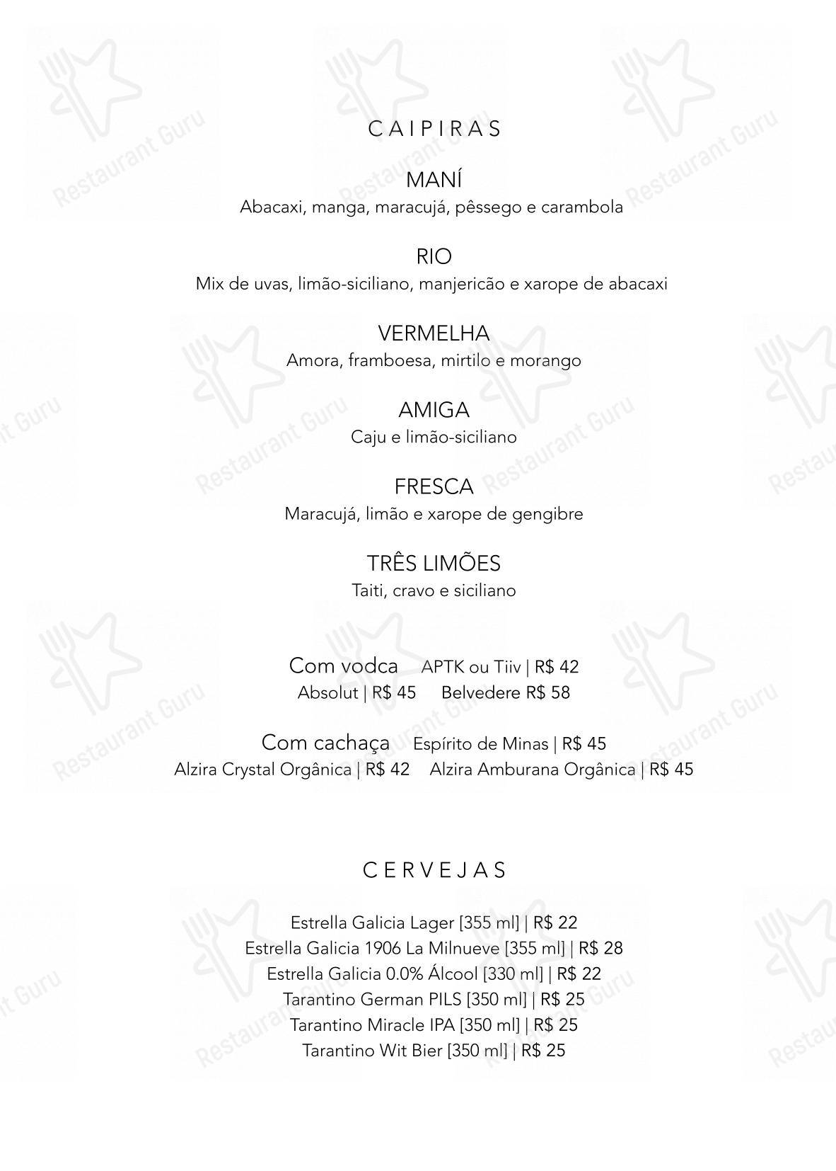 Restaurante Manioca - Menu