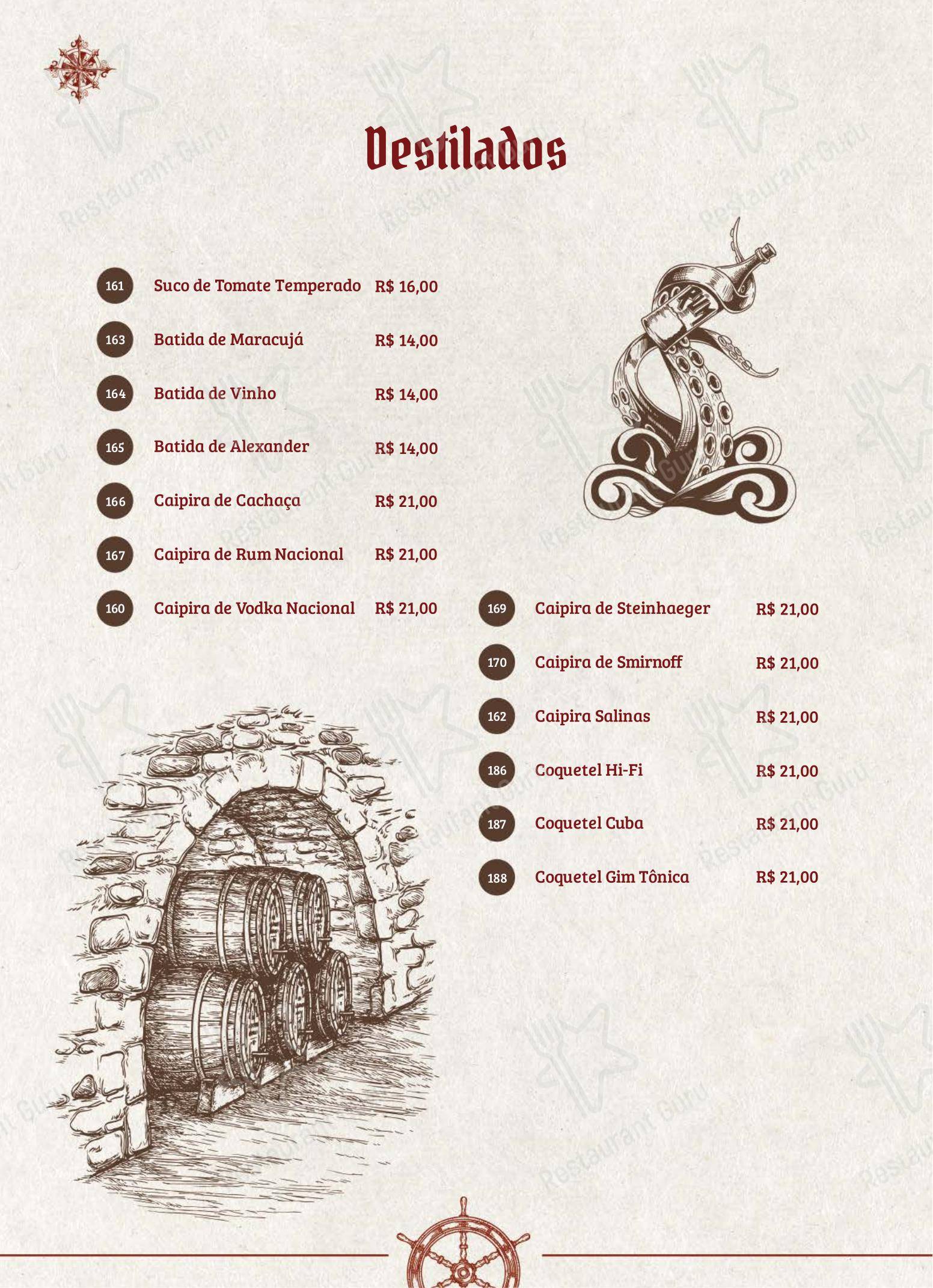 Menu bar para Restaurante Tortuga em Curitiba