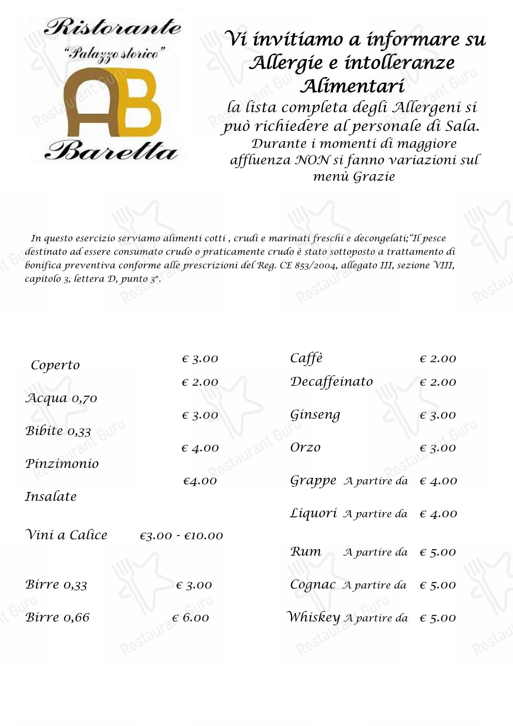 菜单 per Ristorante AB Baretta in Legnaro