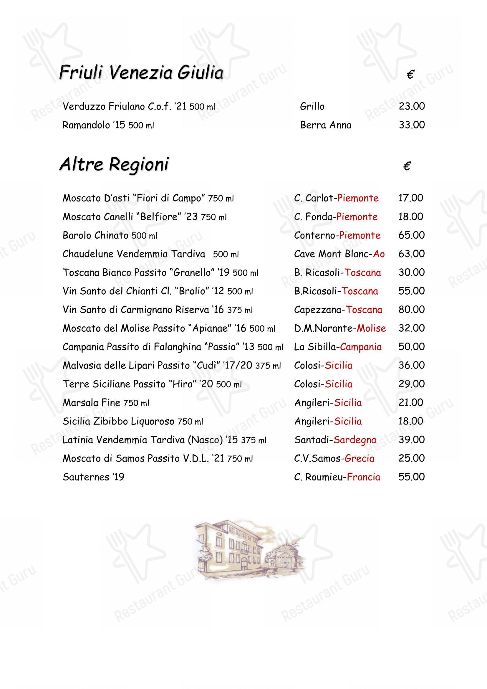 Ristorante Antica Trattoria al Bosco in Saonara - 菜单