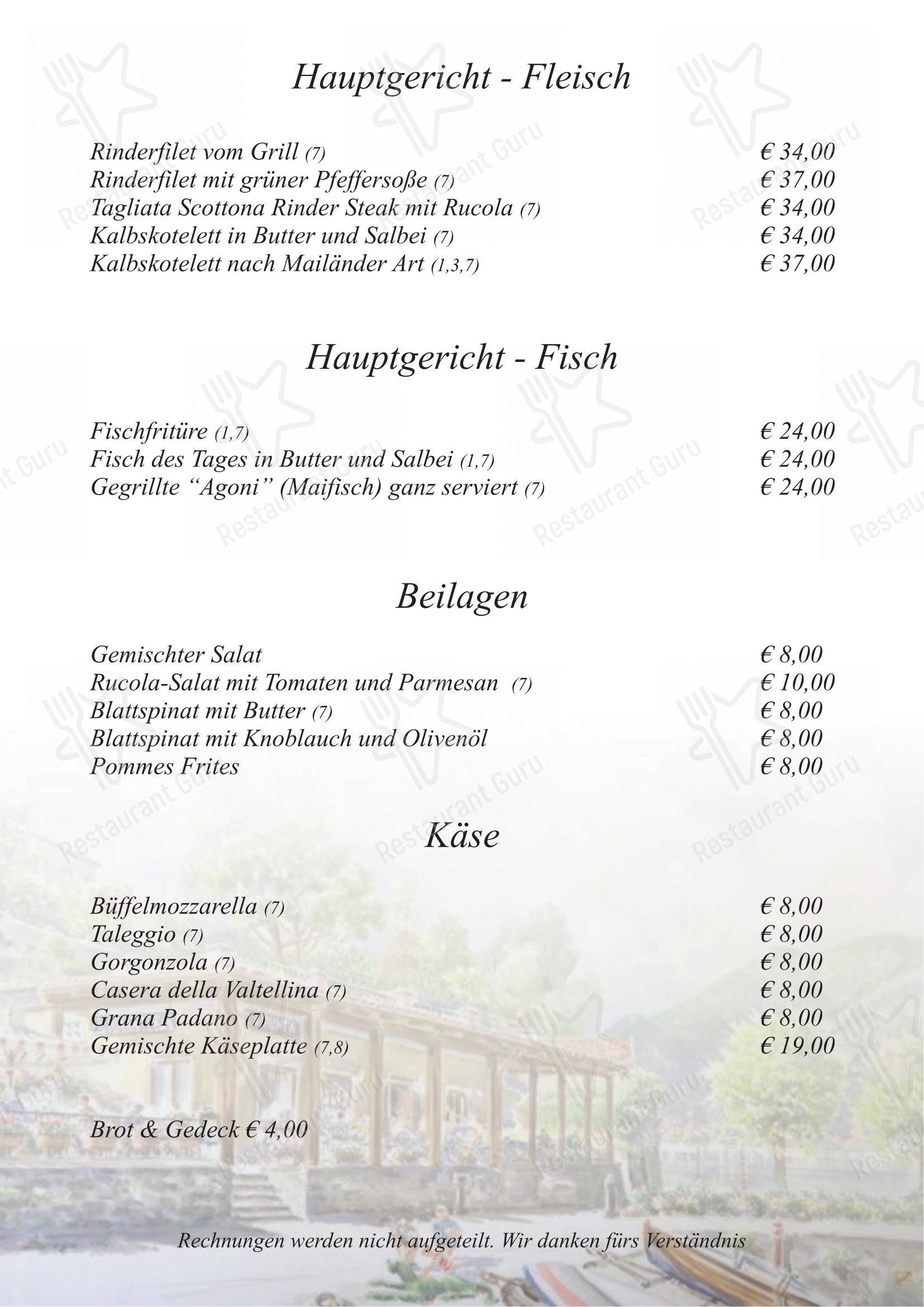 Menu bar per Ristorante La Punta in Bellagio