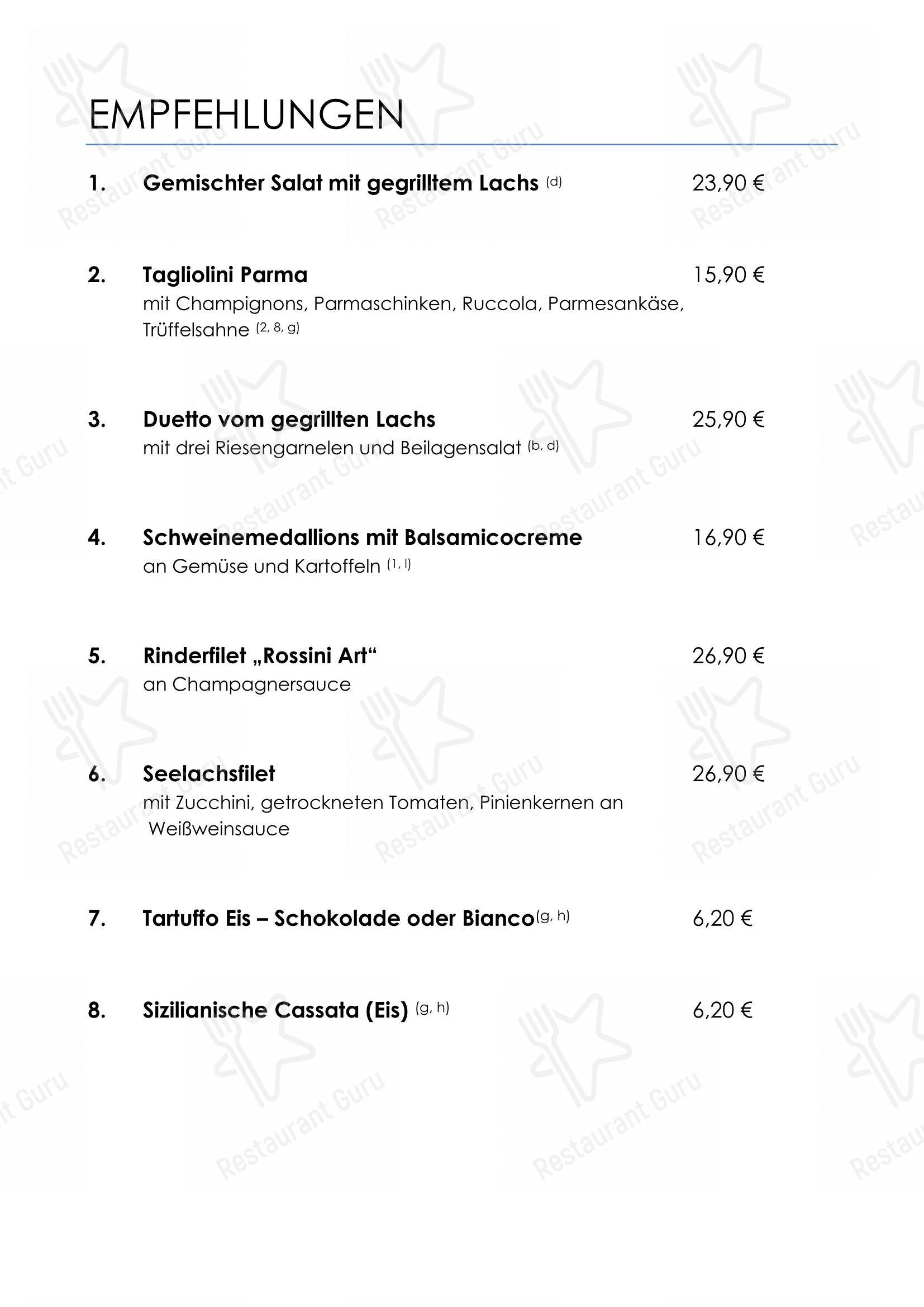 Menu pour Ristorante Toscanini restaurant