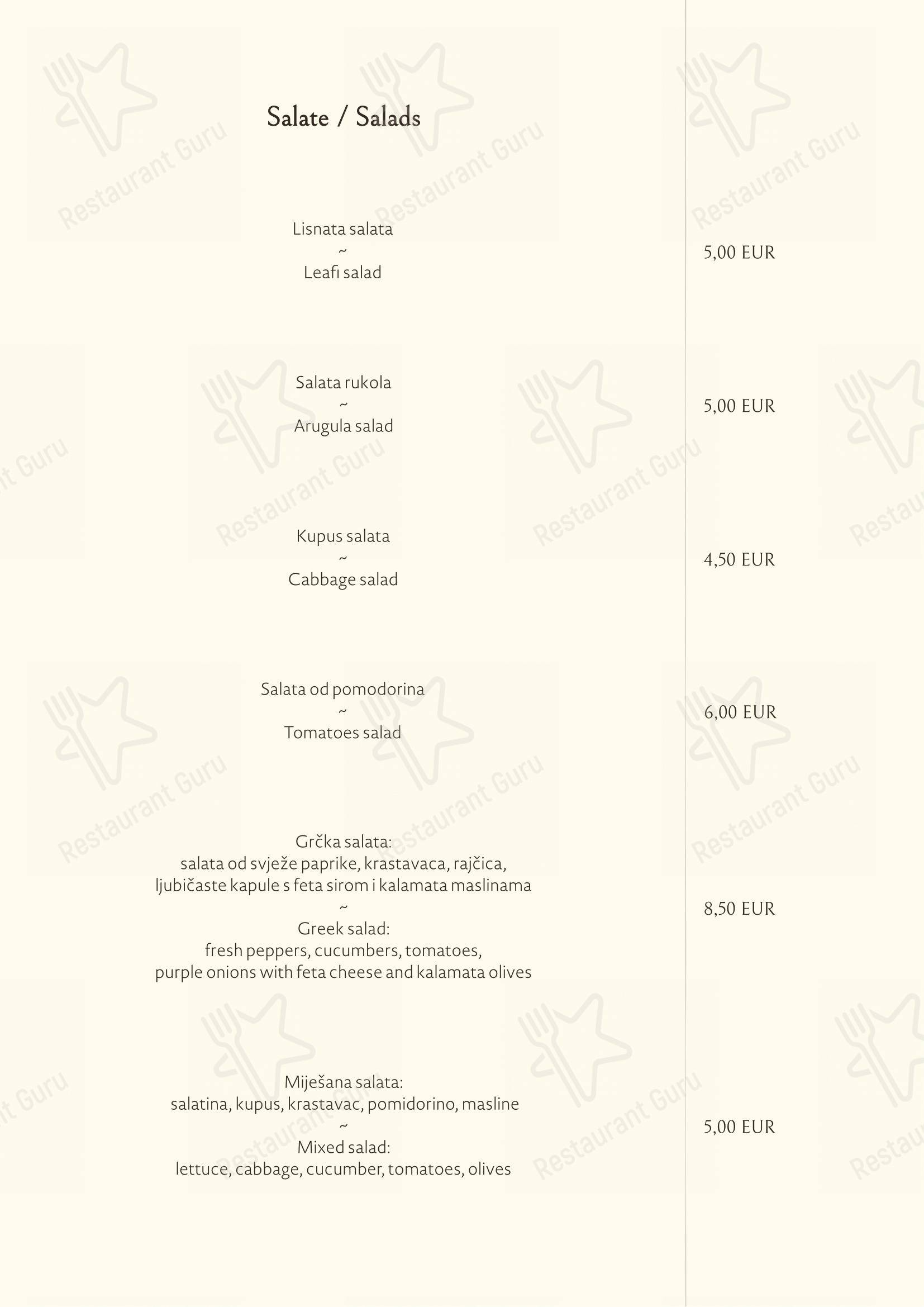 Menu per Roko ristorante