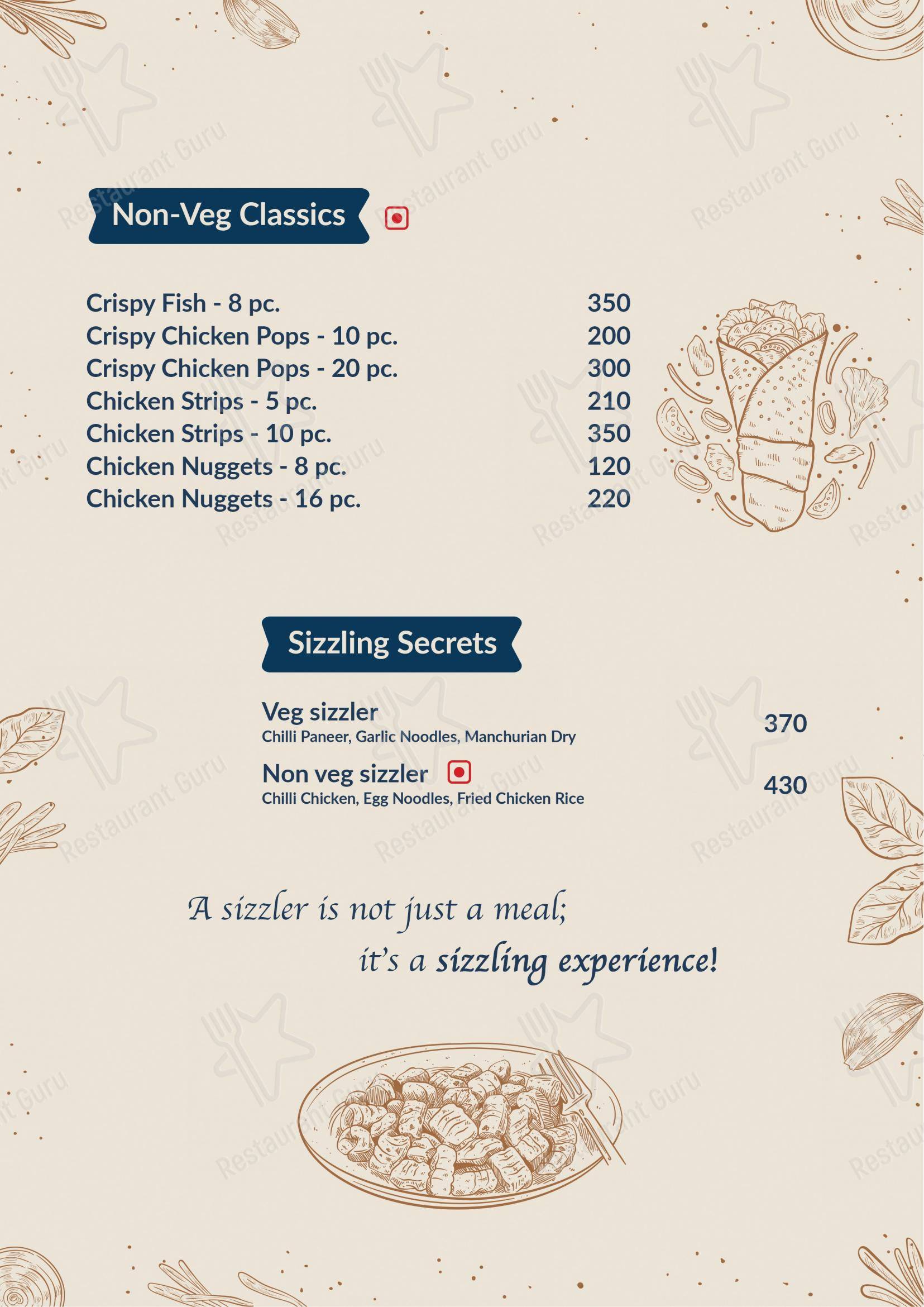 Menu for the The Brar's Cafe restaurant