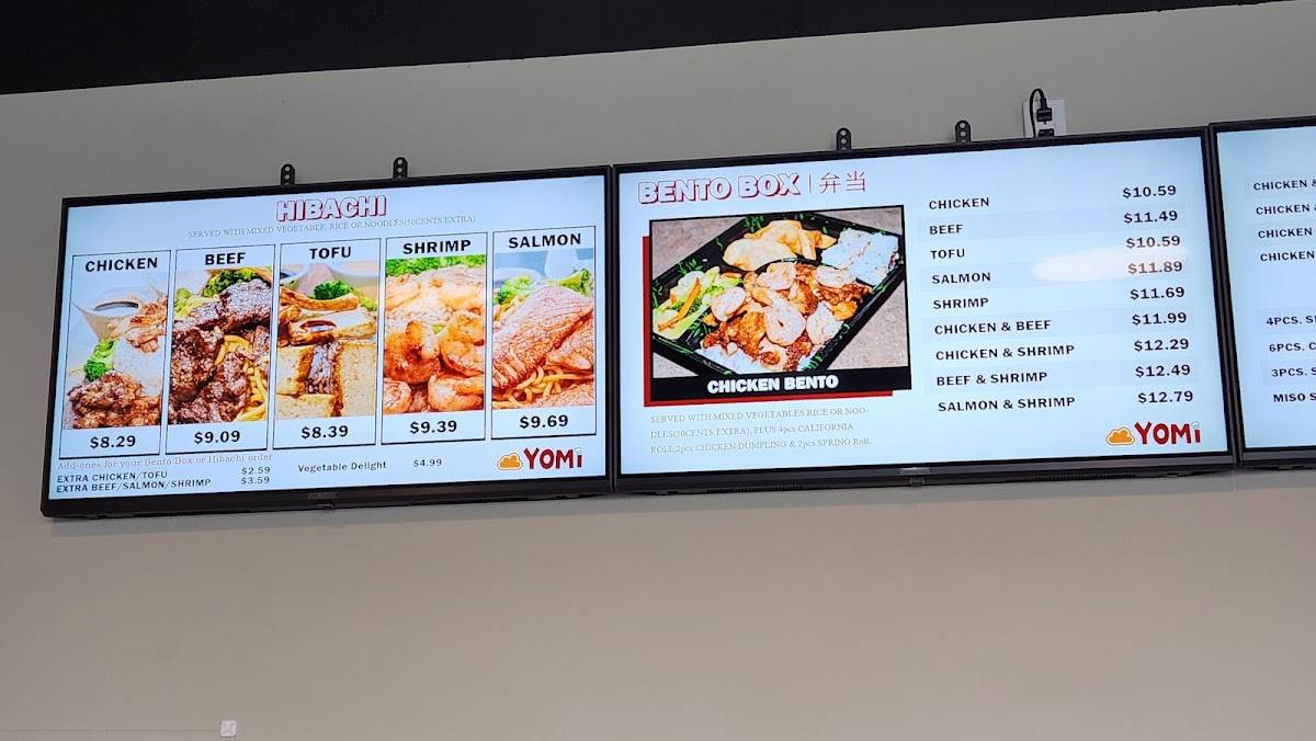 Menu at YOMI JAPANESE HIBACHI & SUSHI restaurant, Virginia Beach