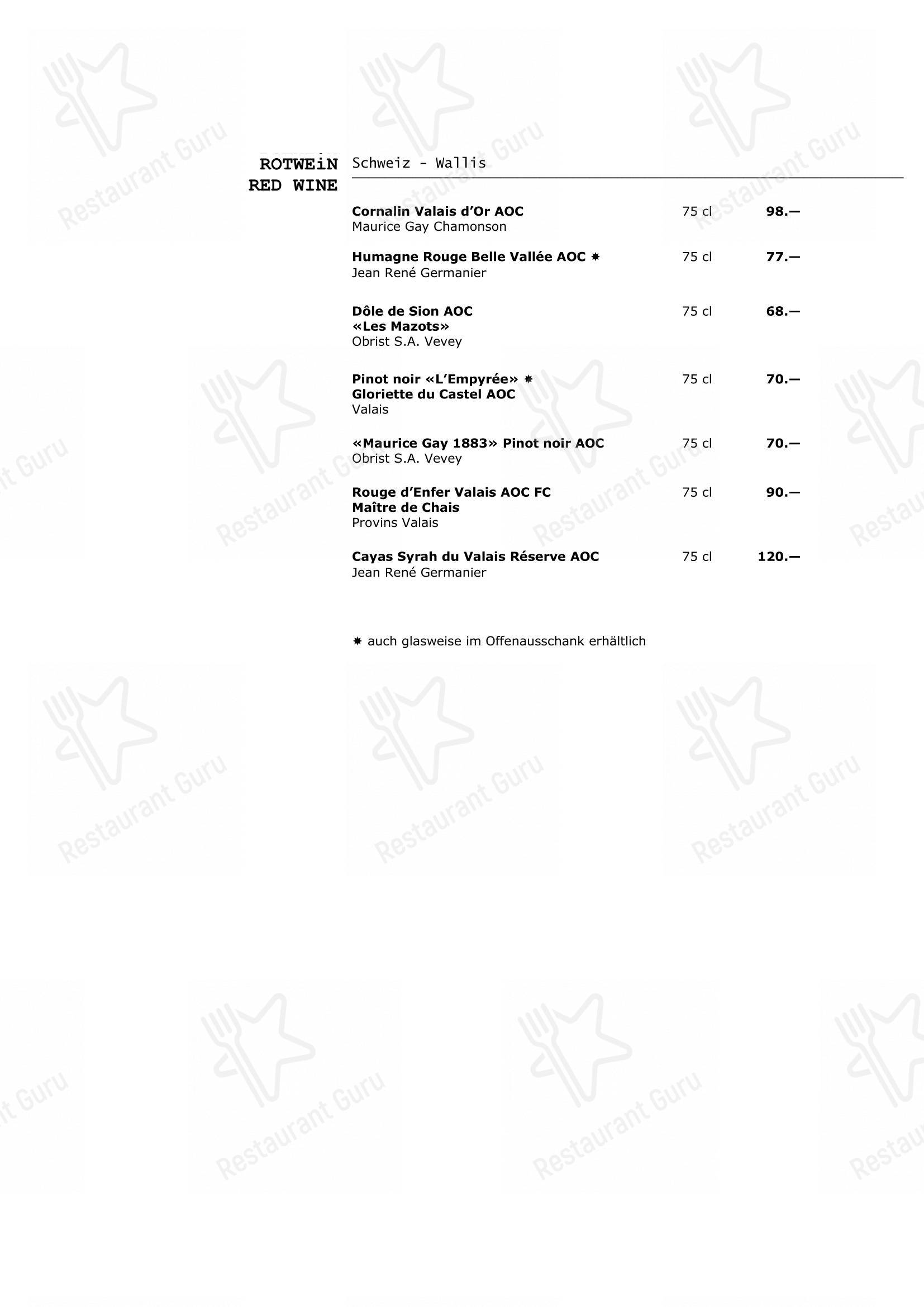 Menu di Walliser Kanne - Menu
