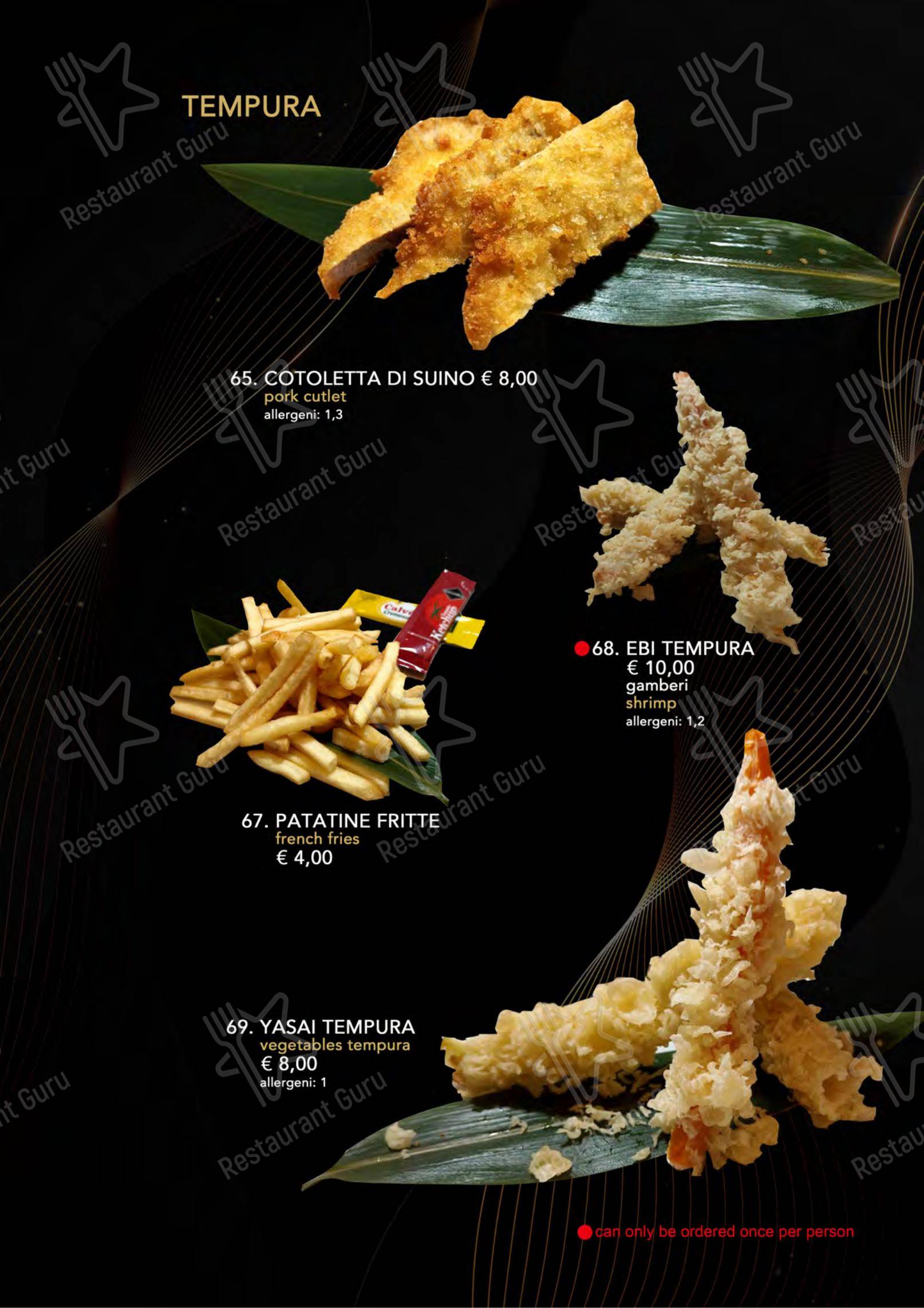 Menu per Yugo in Varazze