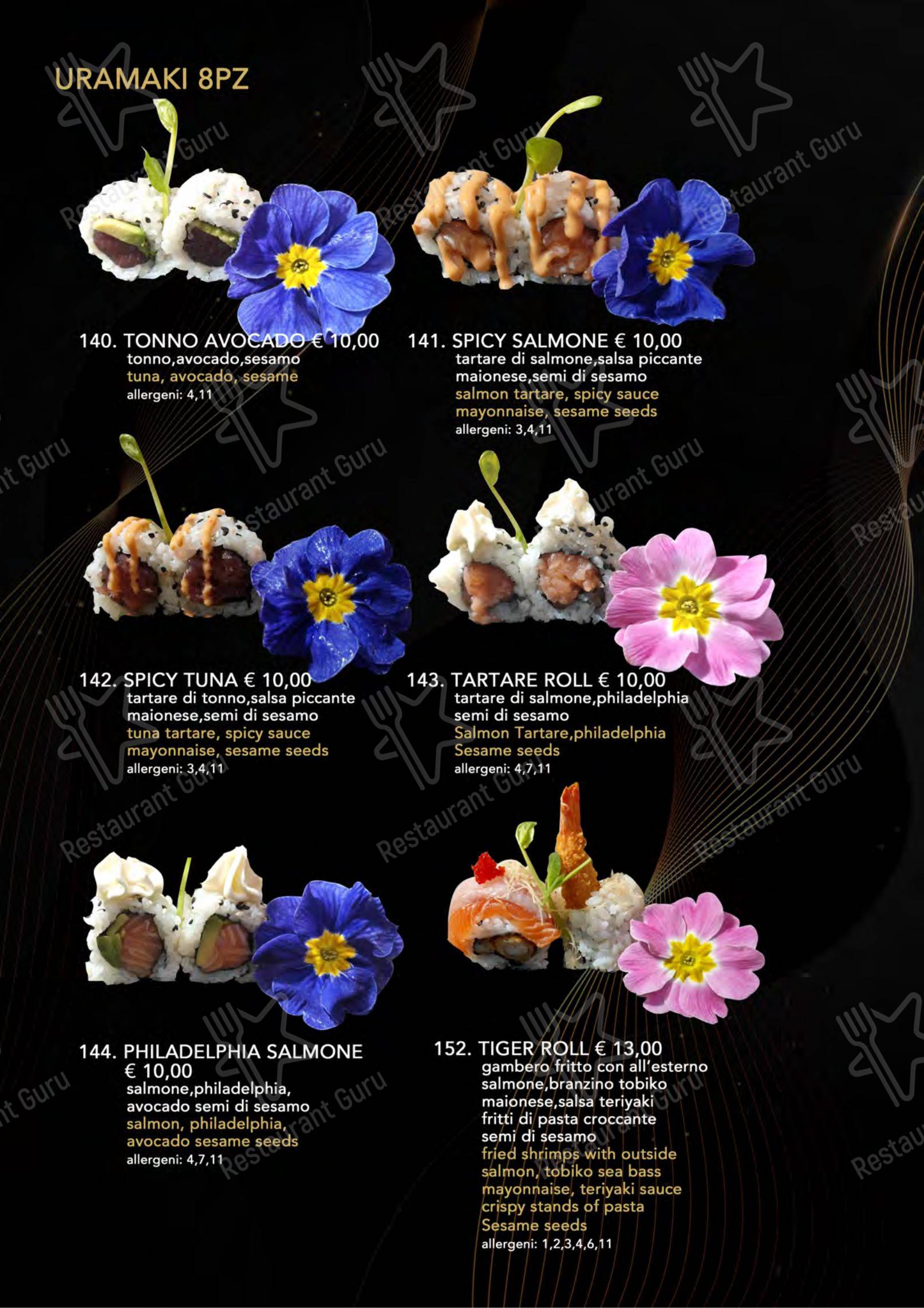 Menu per Yugo ristorante