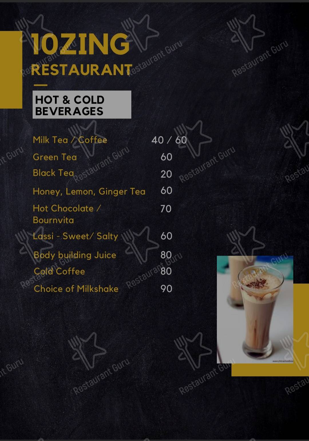 10ZIN Restaurant & Bar menu - dishes and beverages