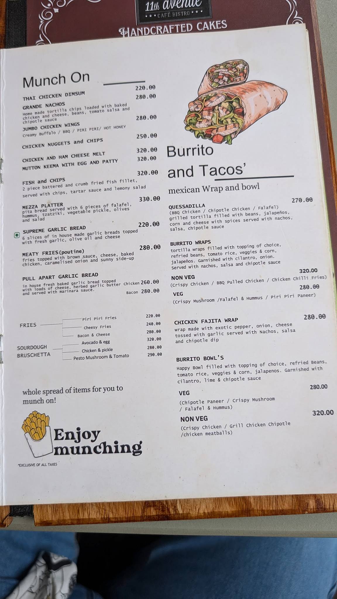 11th Avenue Cafe Bistro menu