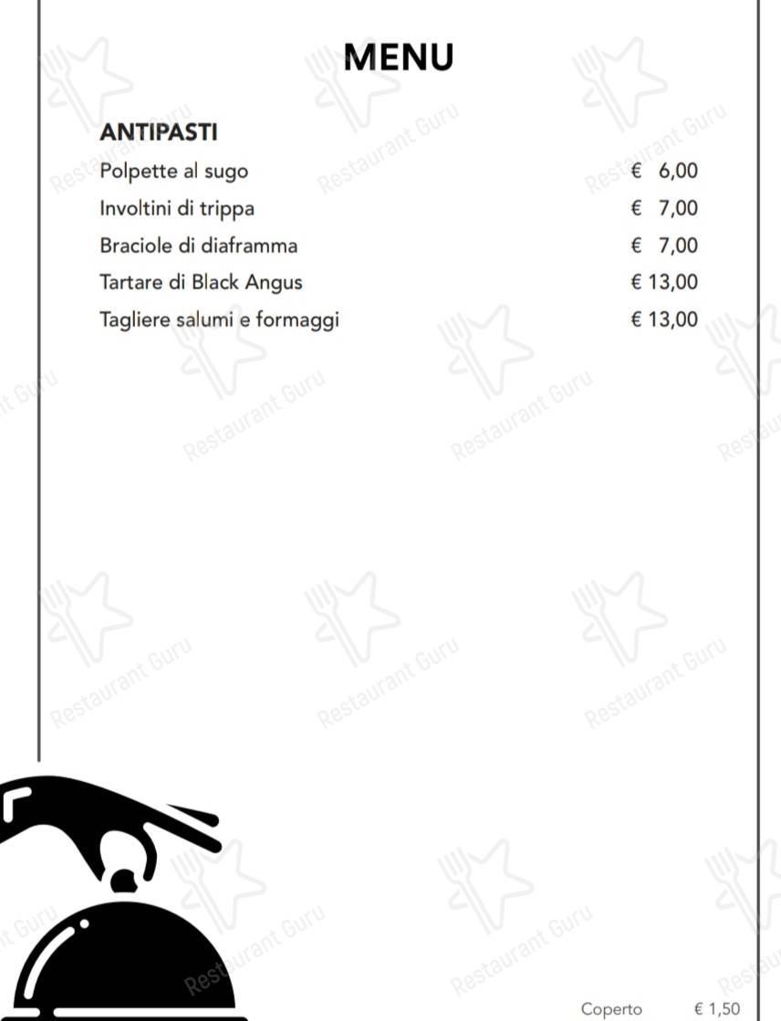 Menu di Braceria 140 gradi - piatti e bevande
