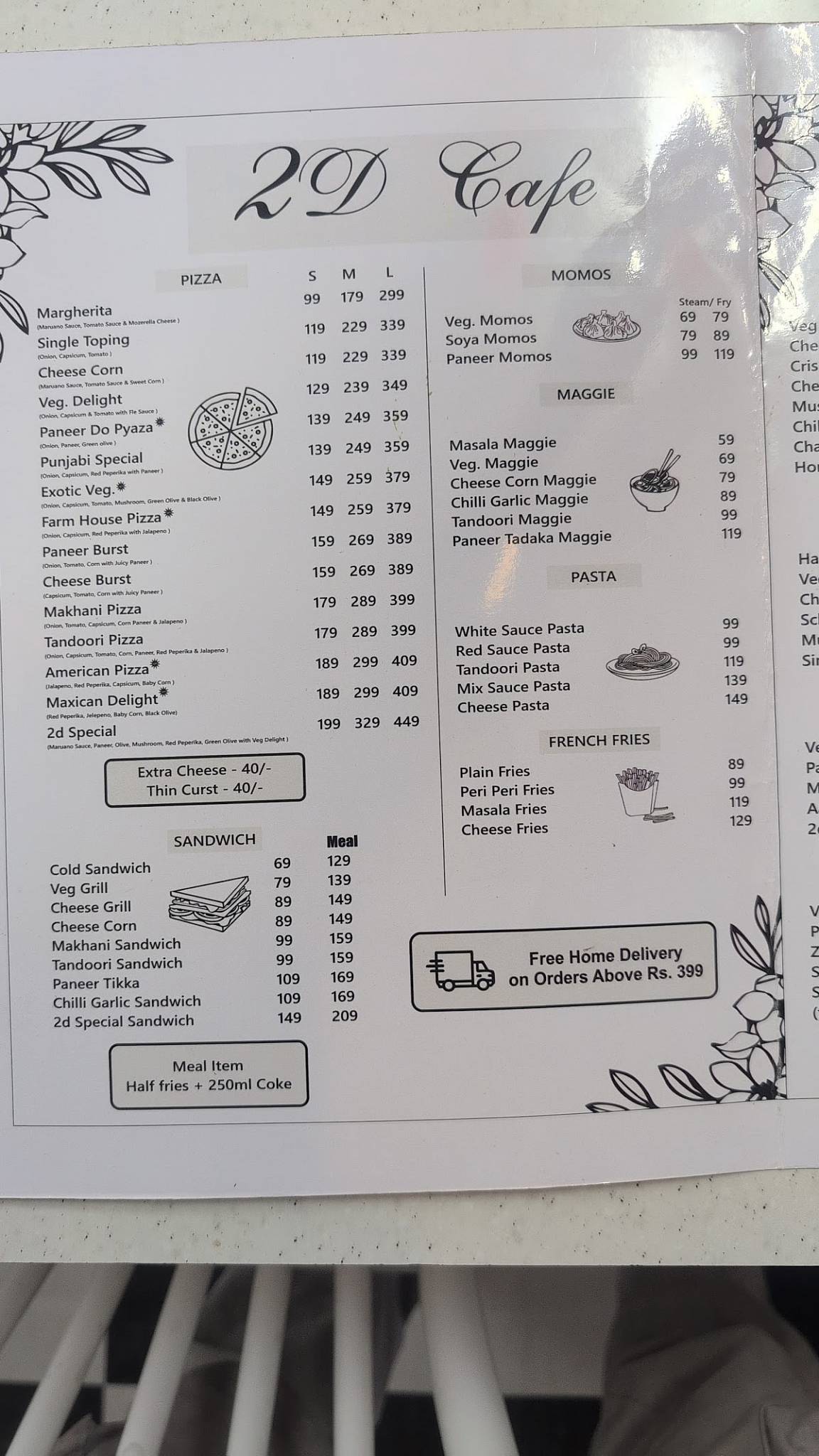 2D cafe menu