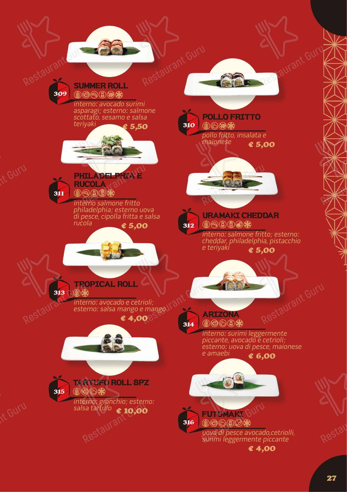 Menu di 5+1 Bentoroma - Menu