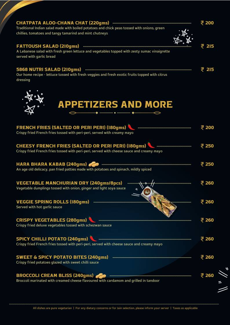 5868 Restaurant menu