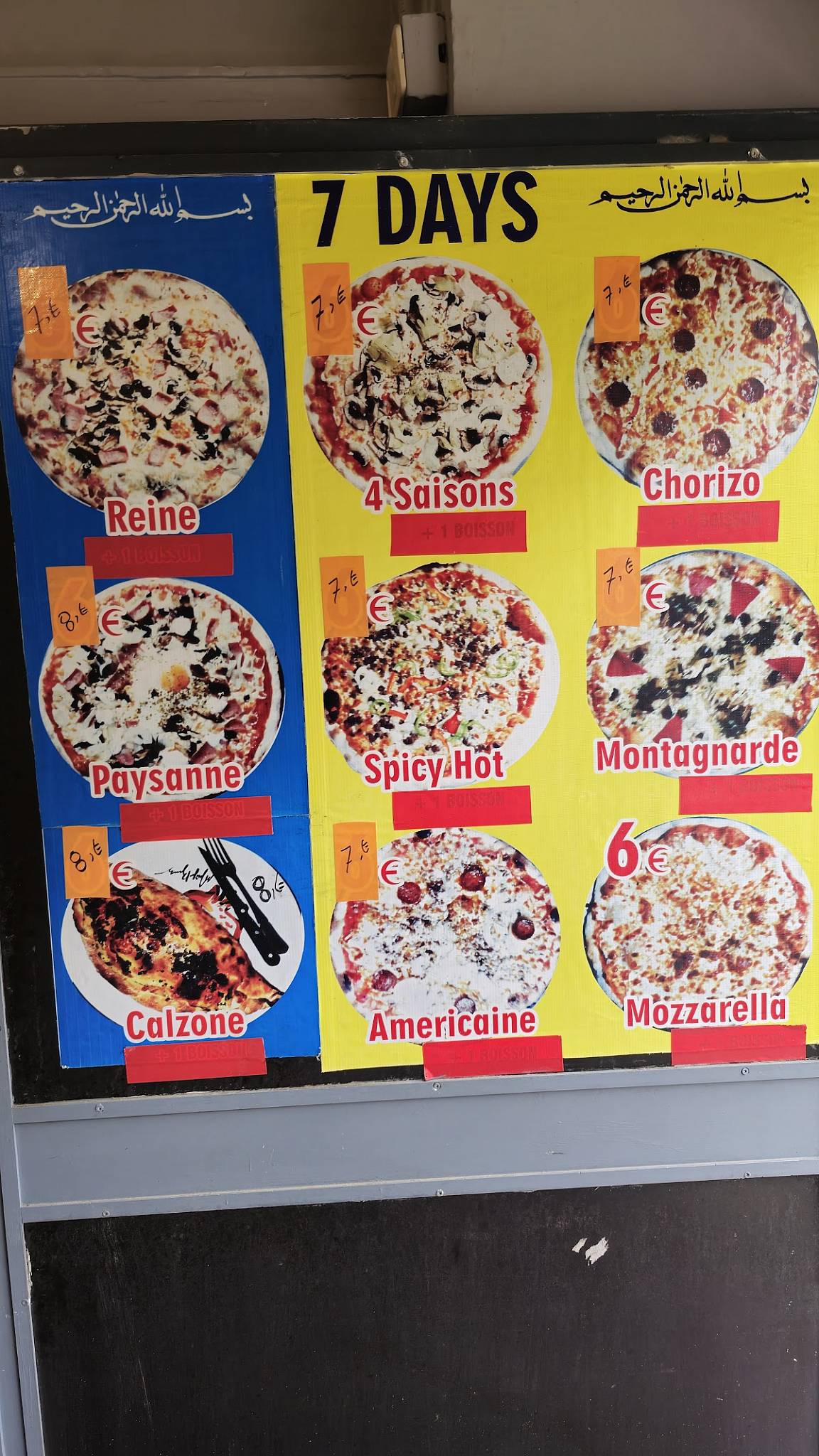 Menu de 7 DAYS Pizza à Nice