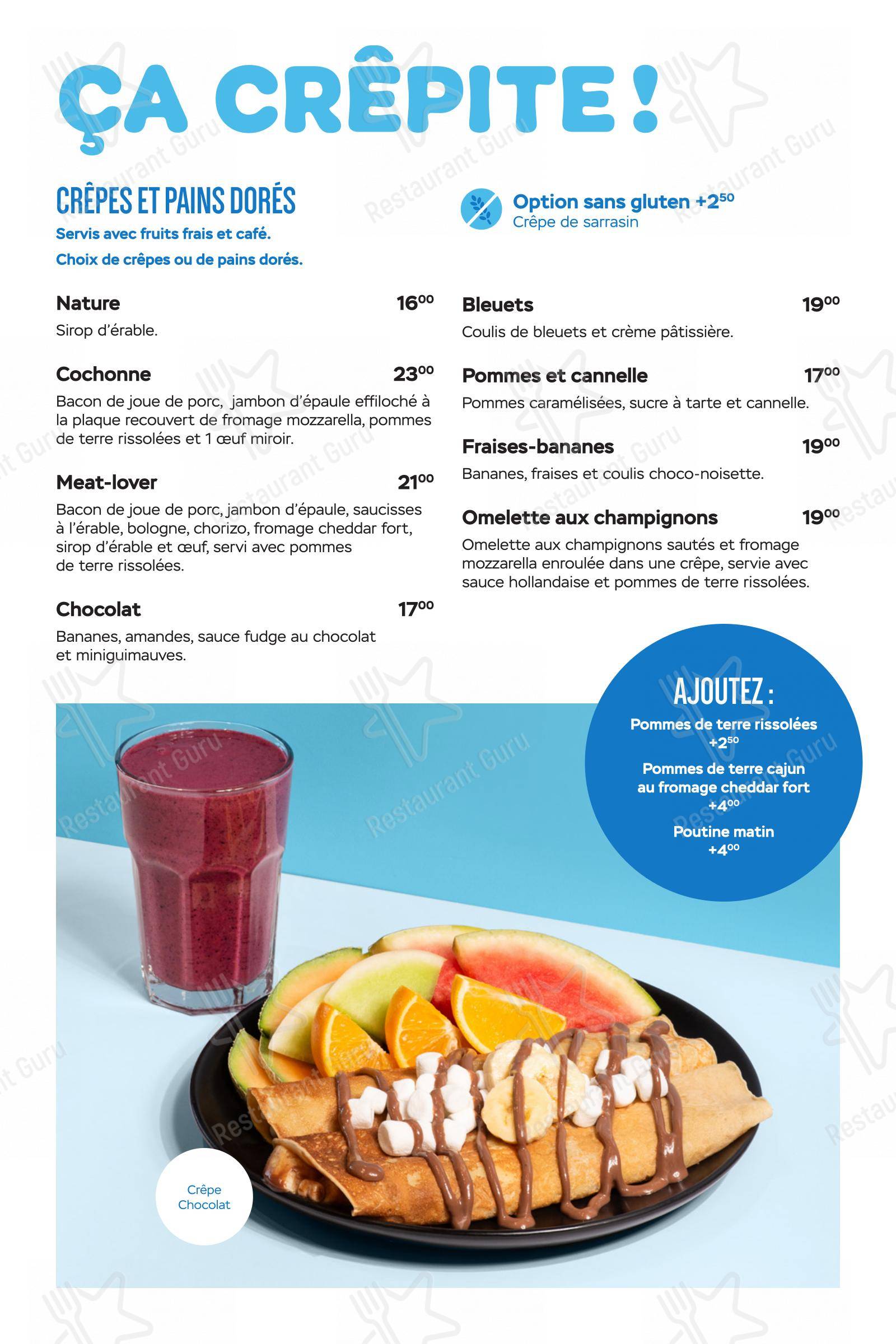 Menu pour 9 resto déjeuner dans Rimouski