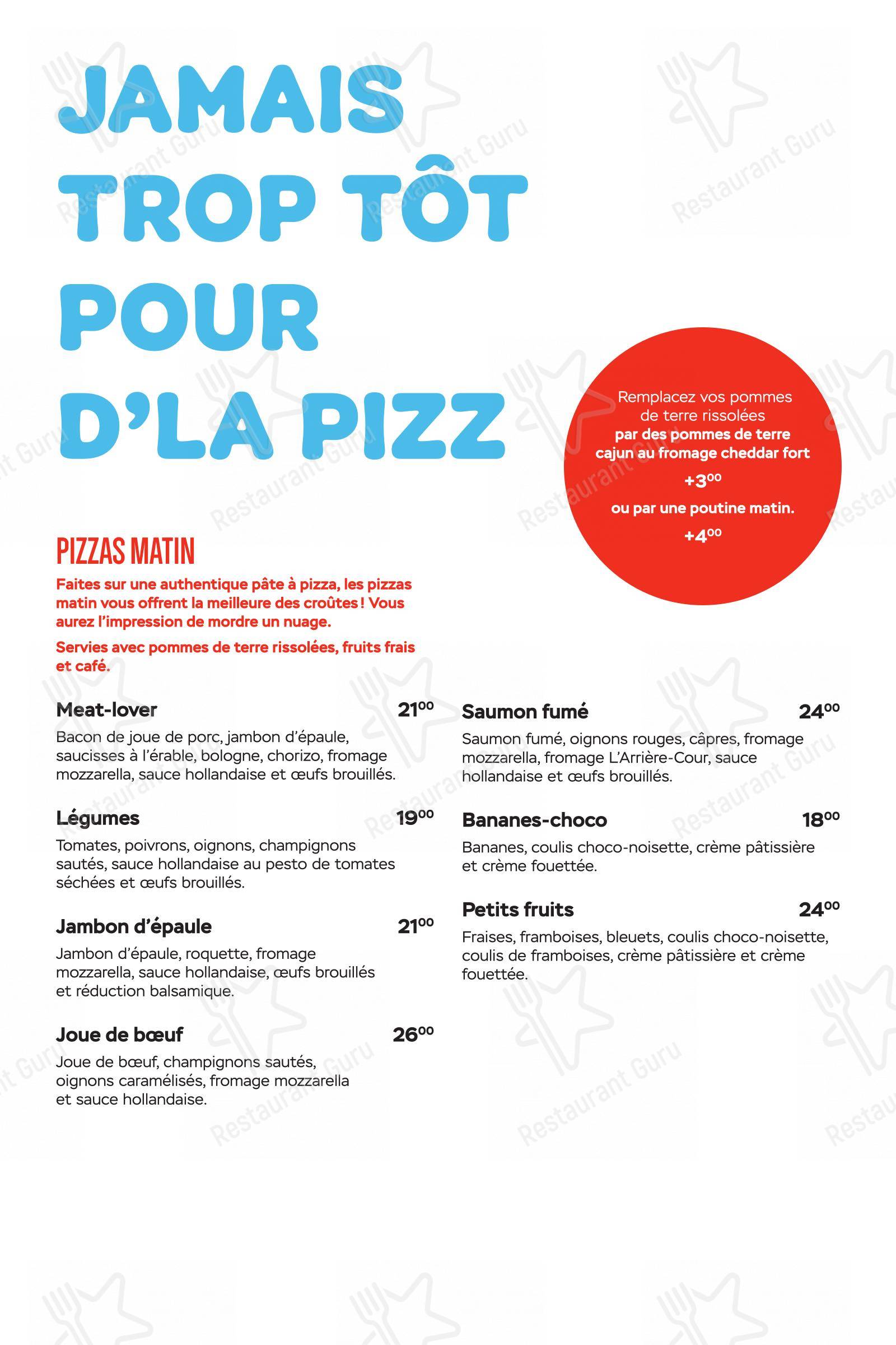 9 resto déjeuner dans Rimouski - Menu