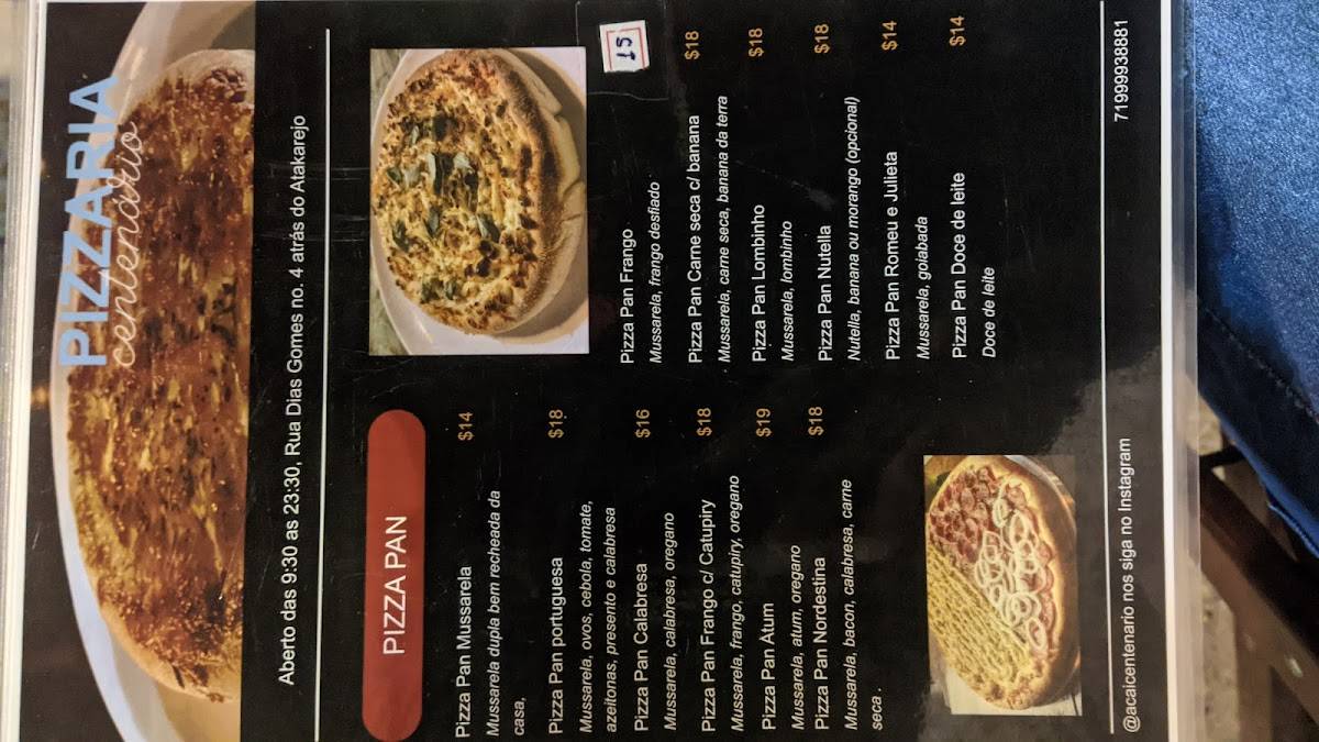 Açaí Centenário plakaford cardápio