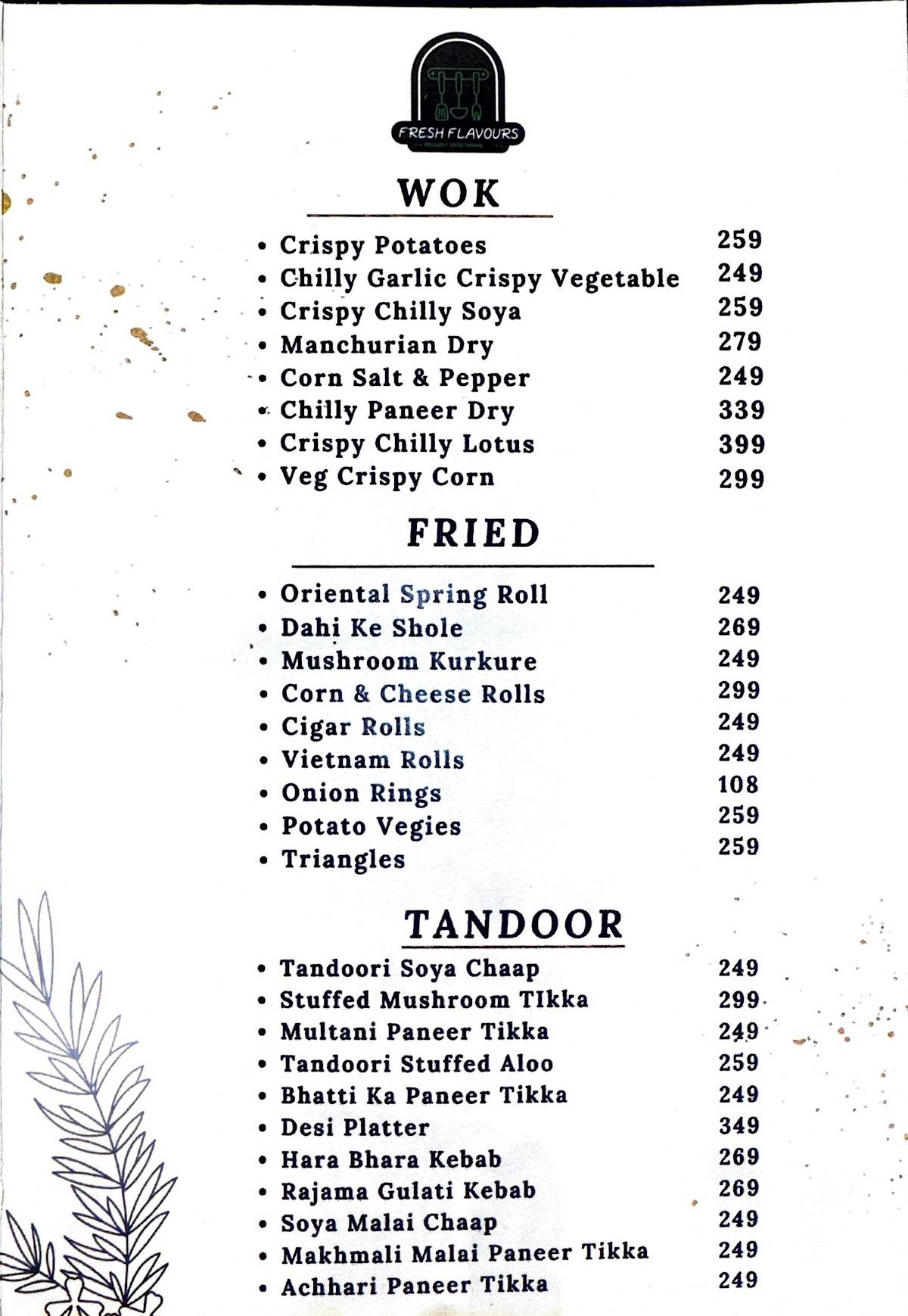 A2Z Fresh Flavours menu