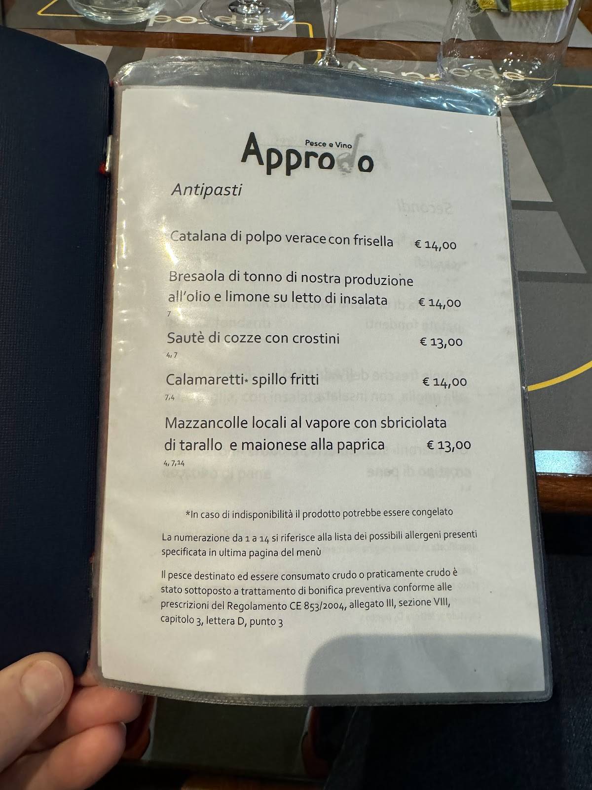 Menu di APPRODO 56 