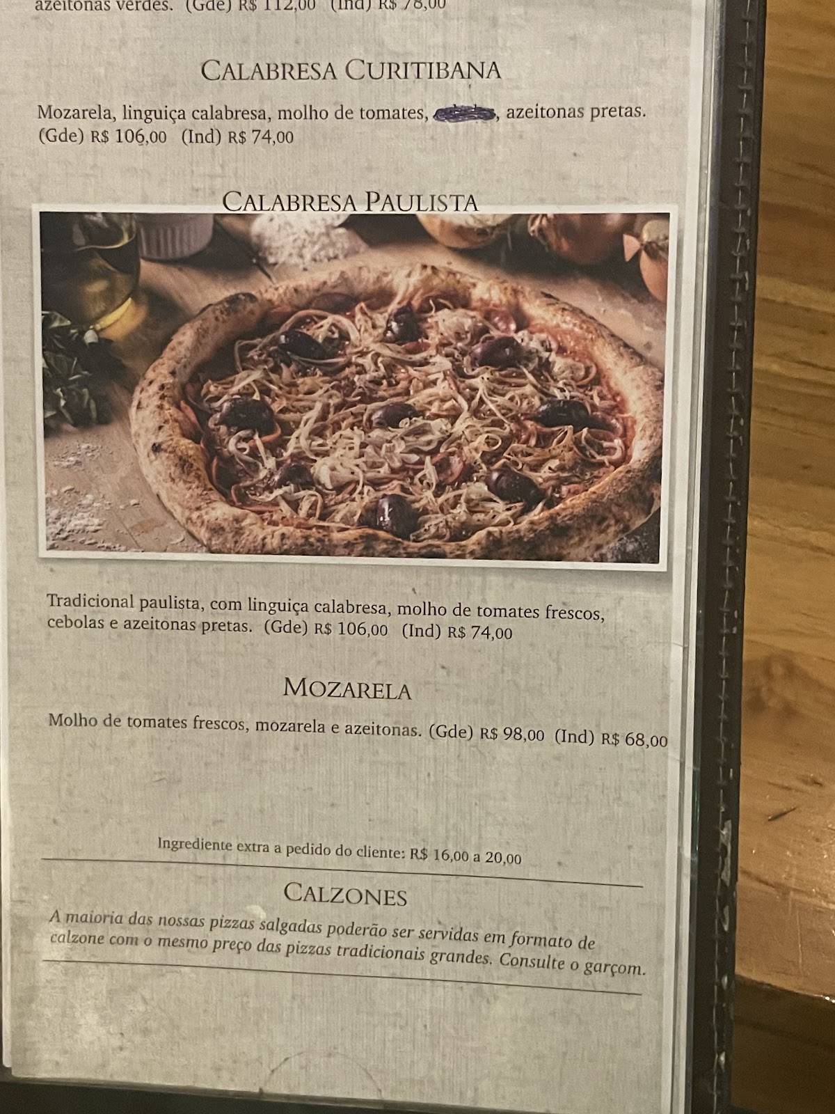 AVENIDA PAULISTA PIZZA BAR cardápio