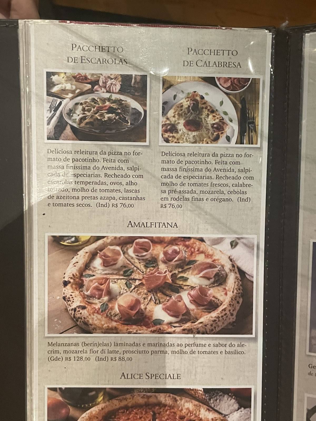 AVENIDA PAULISTA PIZZA BAR cardápio