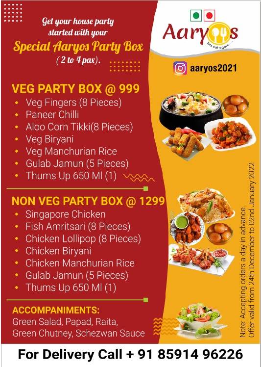 Aaryos menu