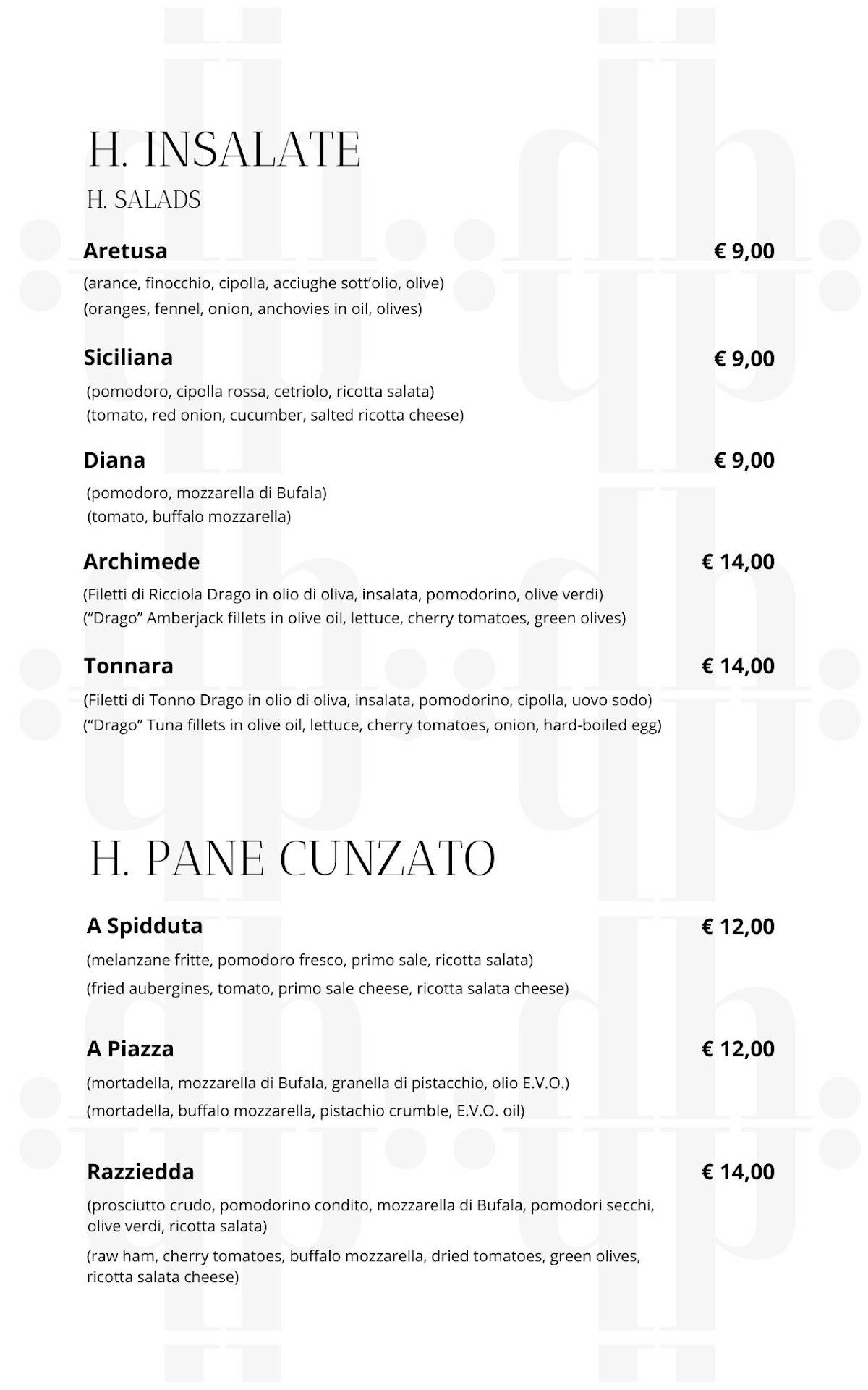 Menu di Acca Punto Bistrot 
