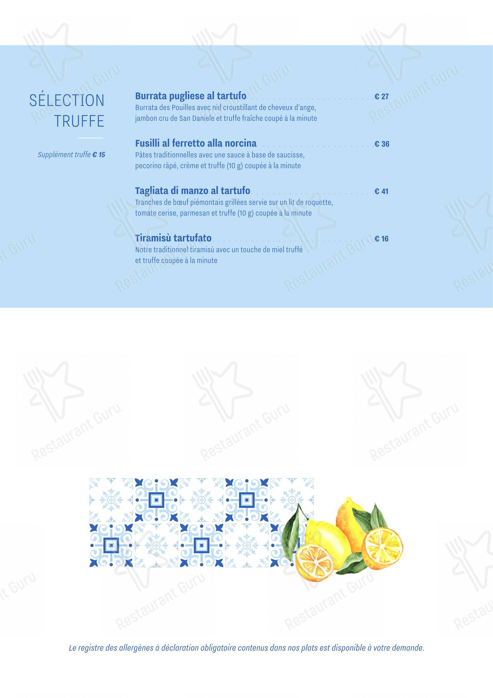 Accènto dans Fréjus - Menu