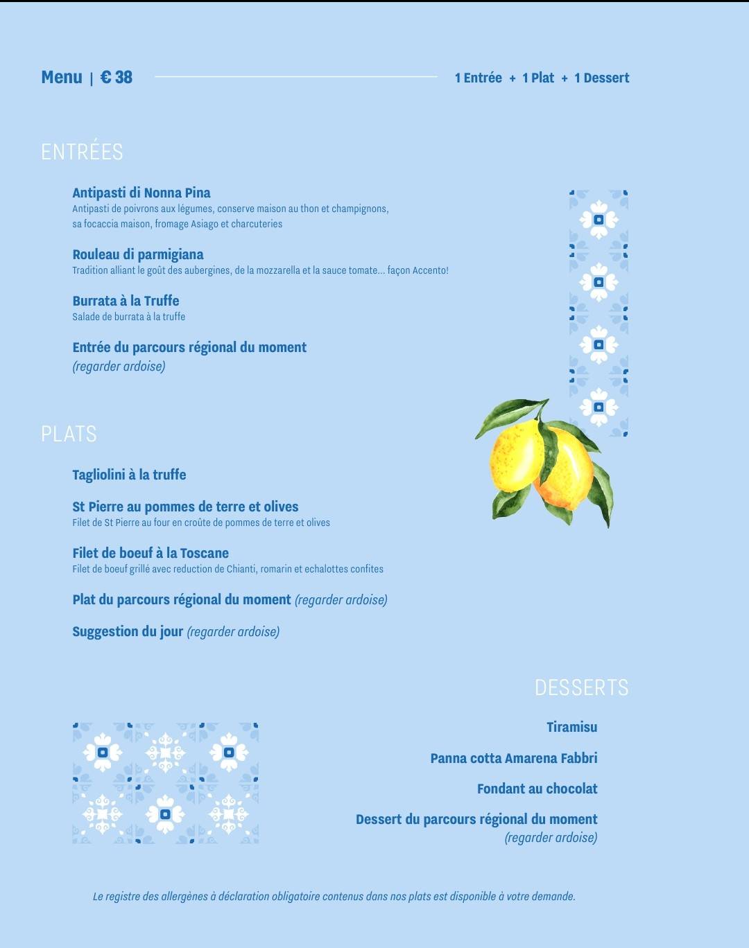 Menu de Accènto