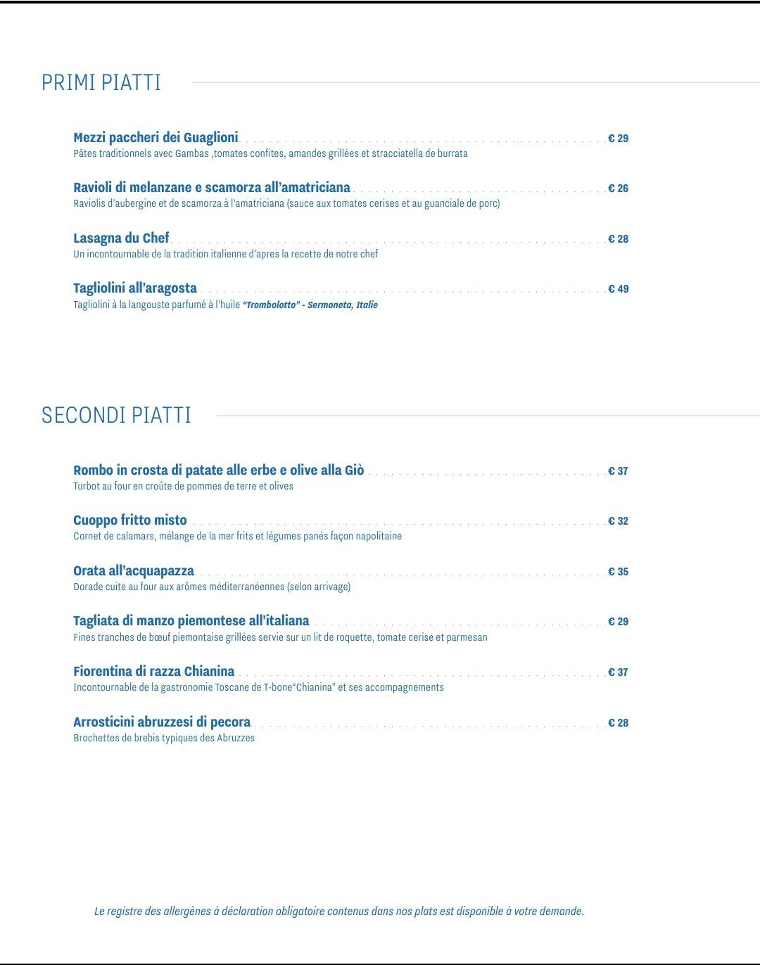 Menu de Accènto
