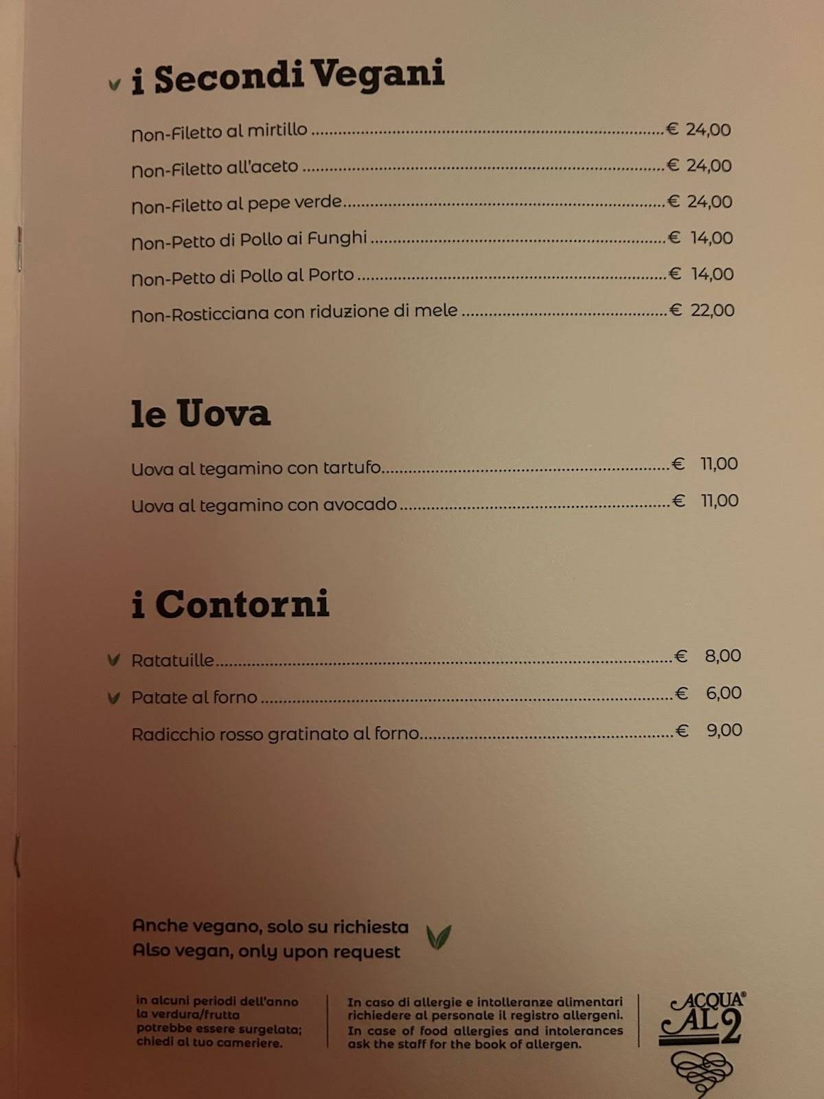 Menu di Acqua Al 2 
