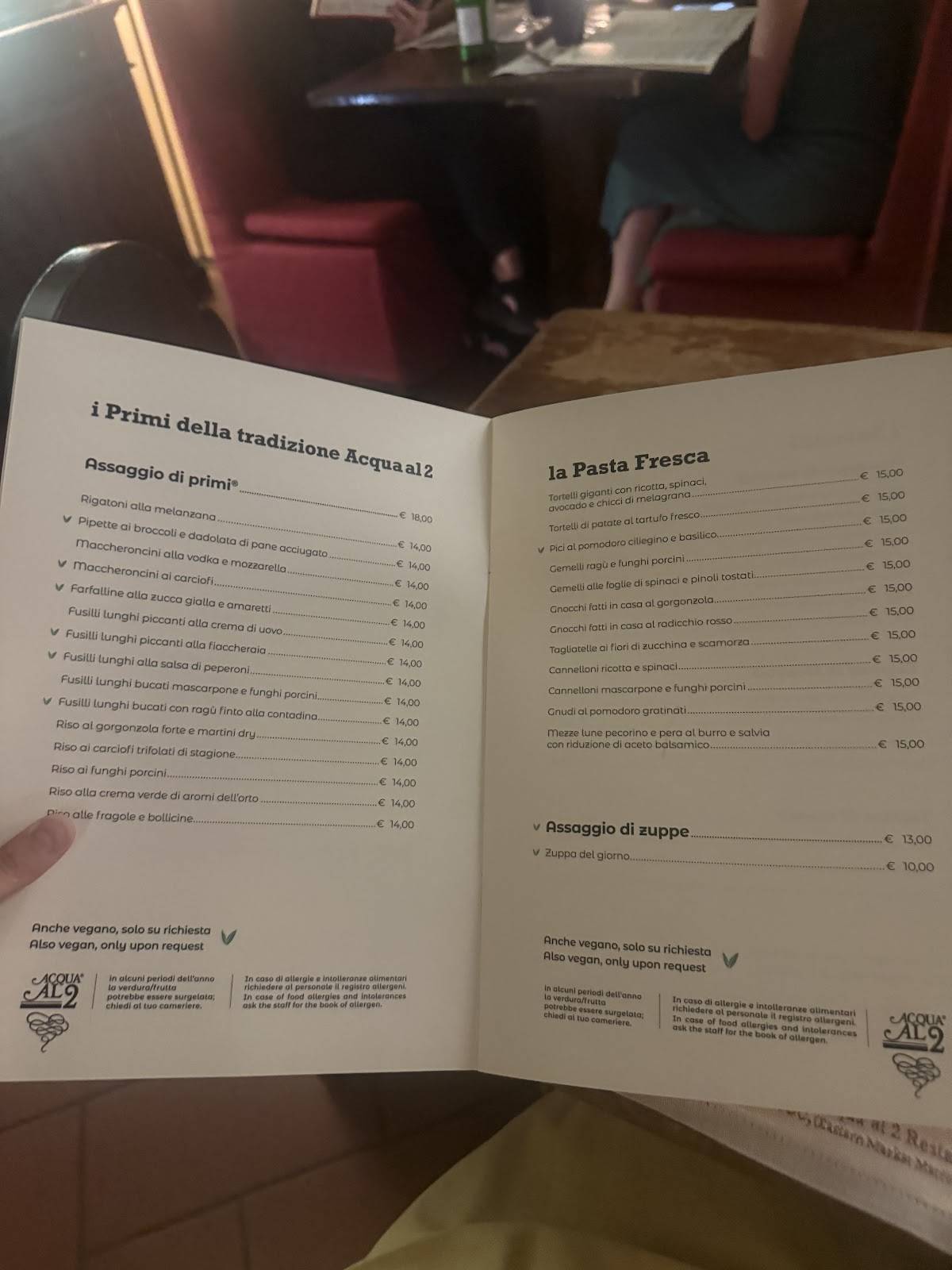 Menu di Acqua Al 2 