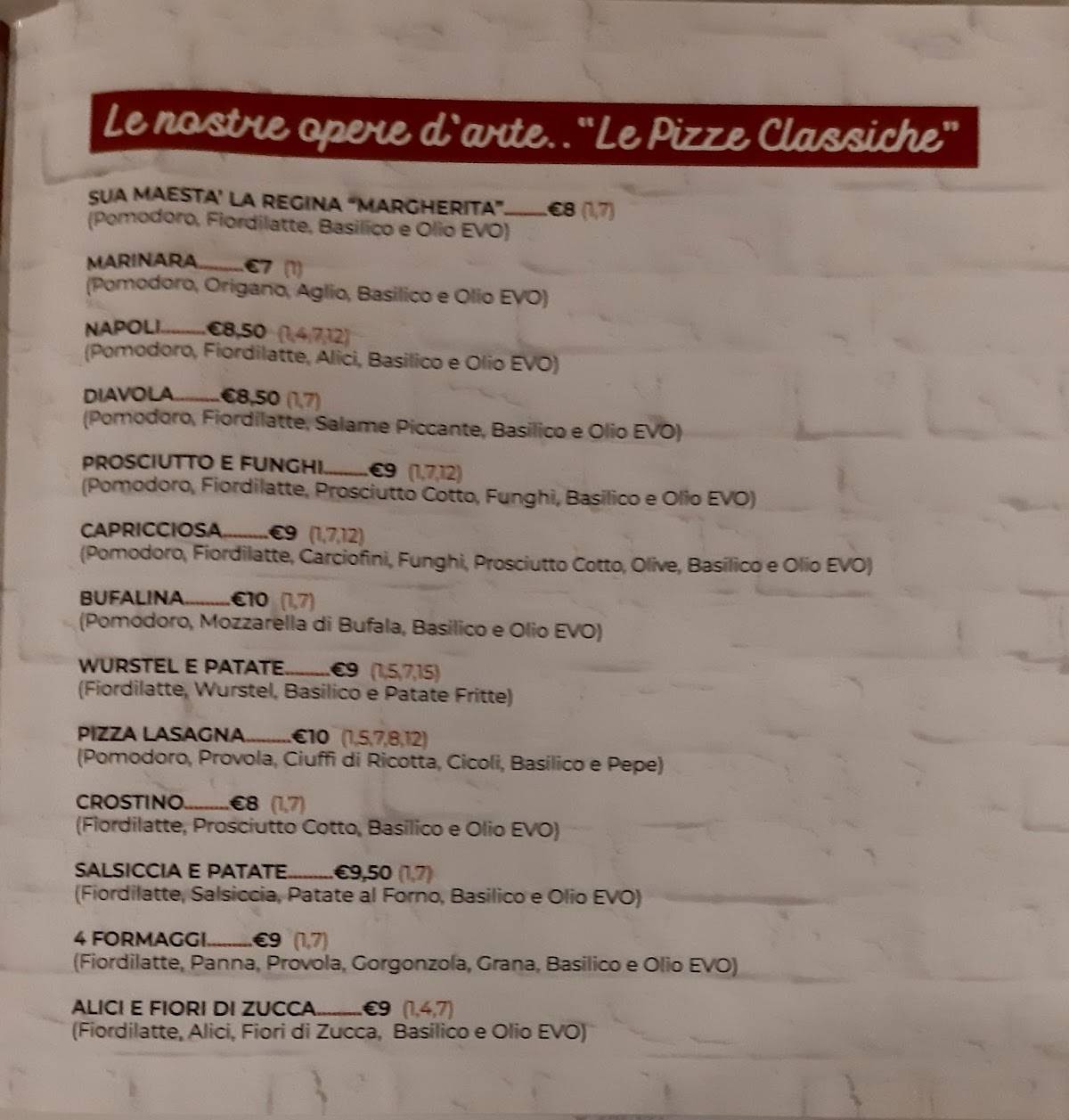 Menu di Addore - Eur 