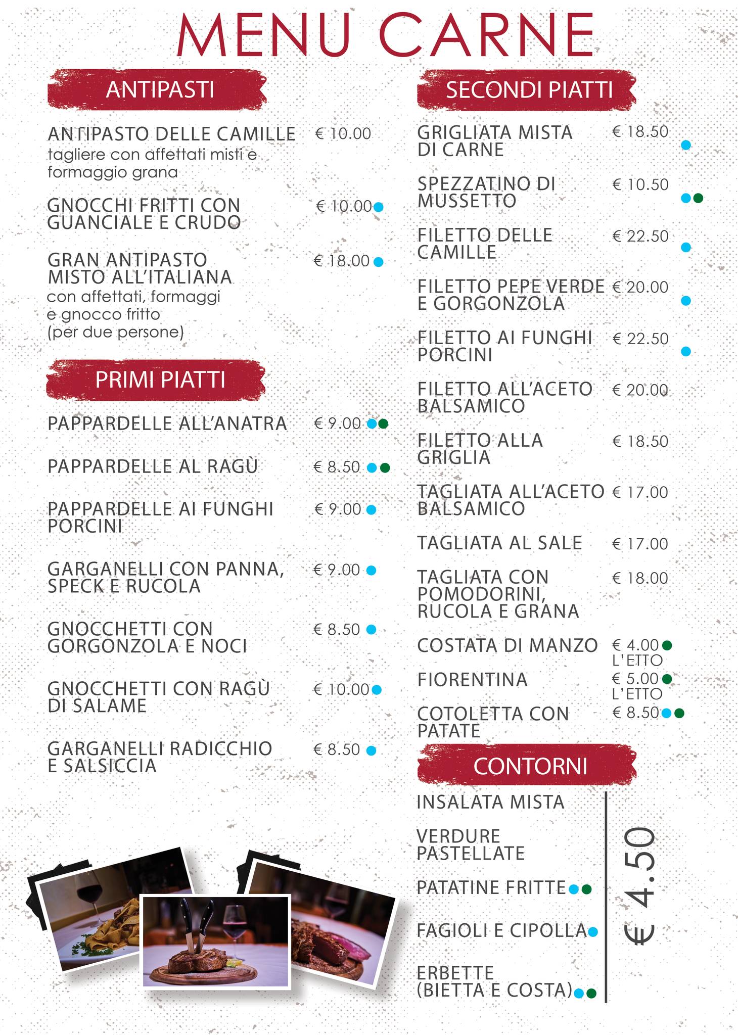 Menu di Le camille ristorante pizzeria e locanda 