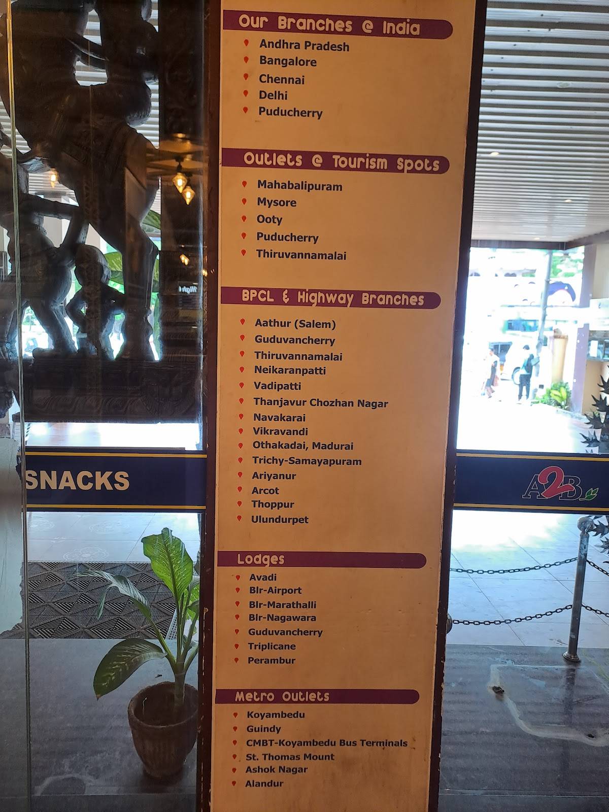 Adyar Ananda Bhavan - A2B menu